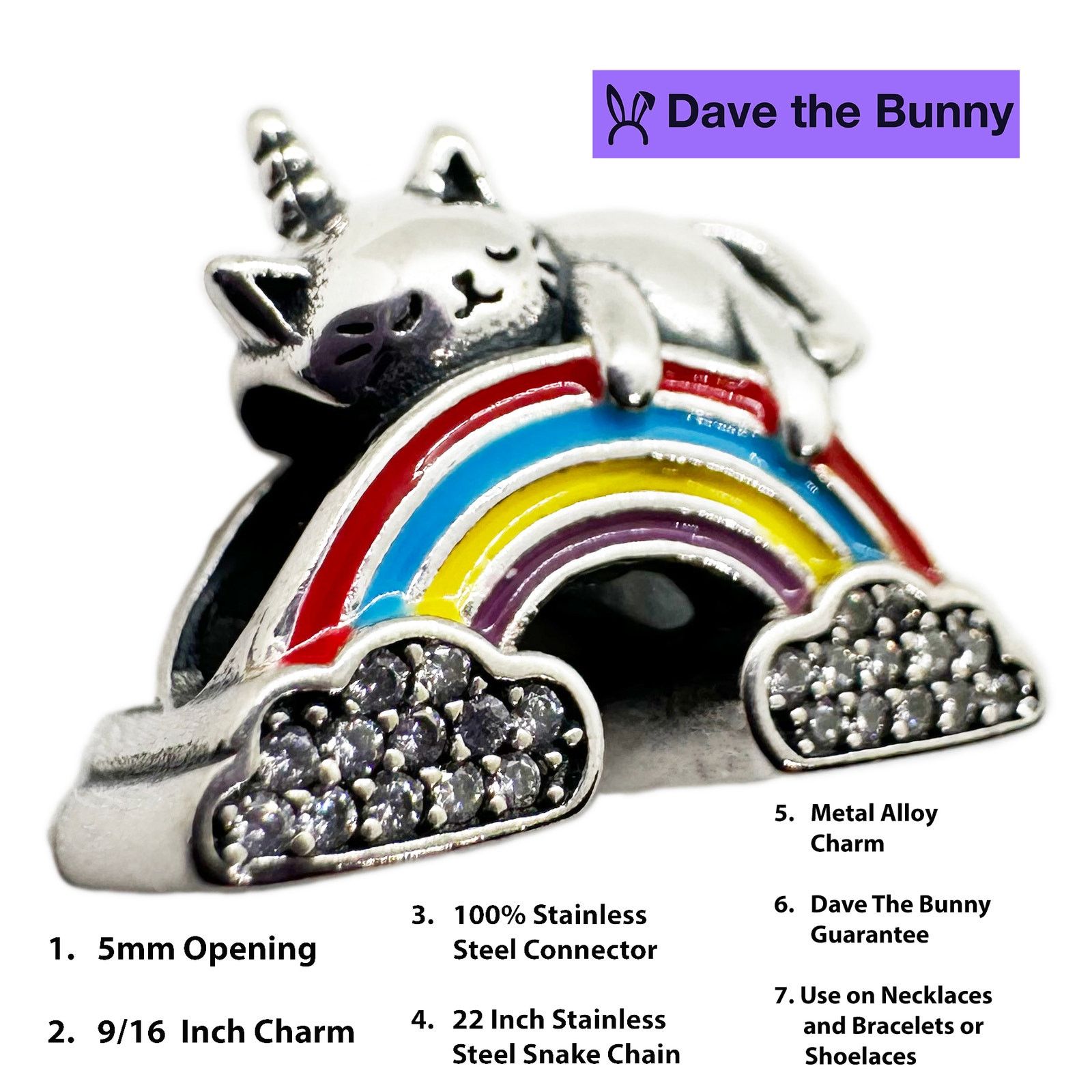 & Other Stories Cat Unicorn on Rainbow Necklace Pendant Jewelry Size ONE SIZE - 2 Thumbnail