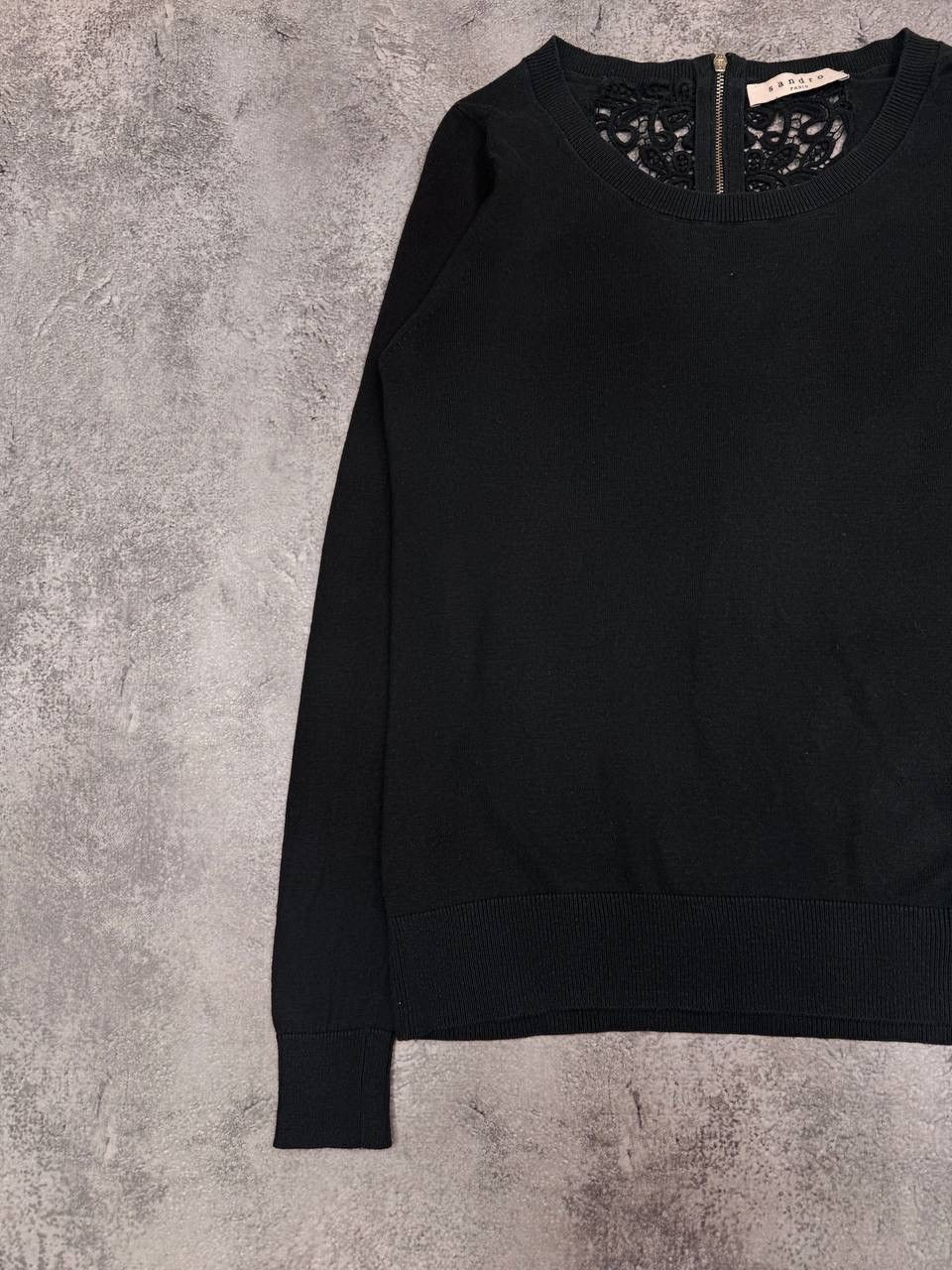 Sandro Sandro Paris Women's Sweater Black Lace Back Long Sleeve Size S / US 4 / IT 40 - 8 Thumbnail