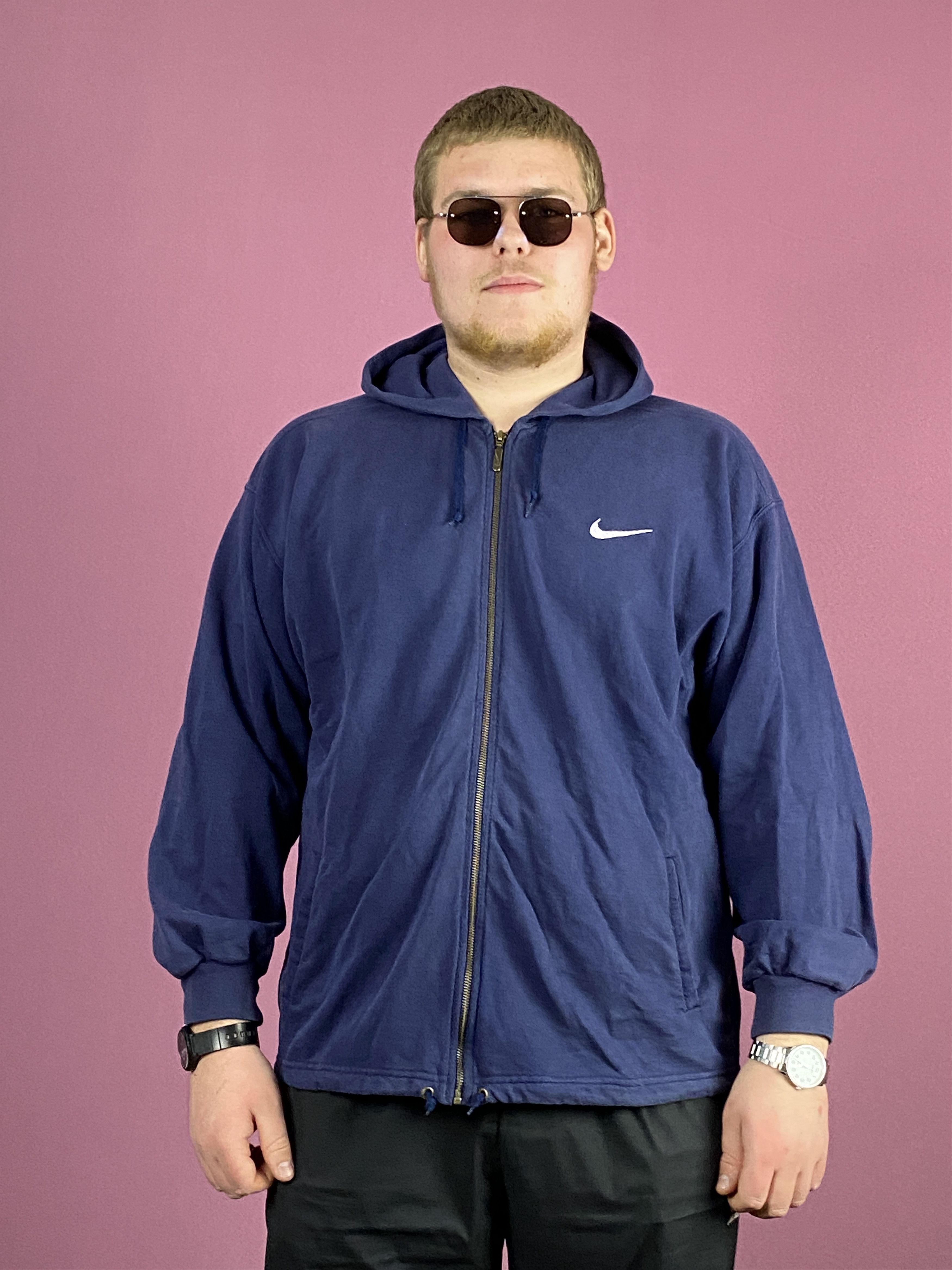 Nike × Vintage 90s Nike Vintage Men's Zip Hoodie - XL Size US XL / EU 56 / 4 - 1 Thumbnail