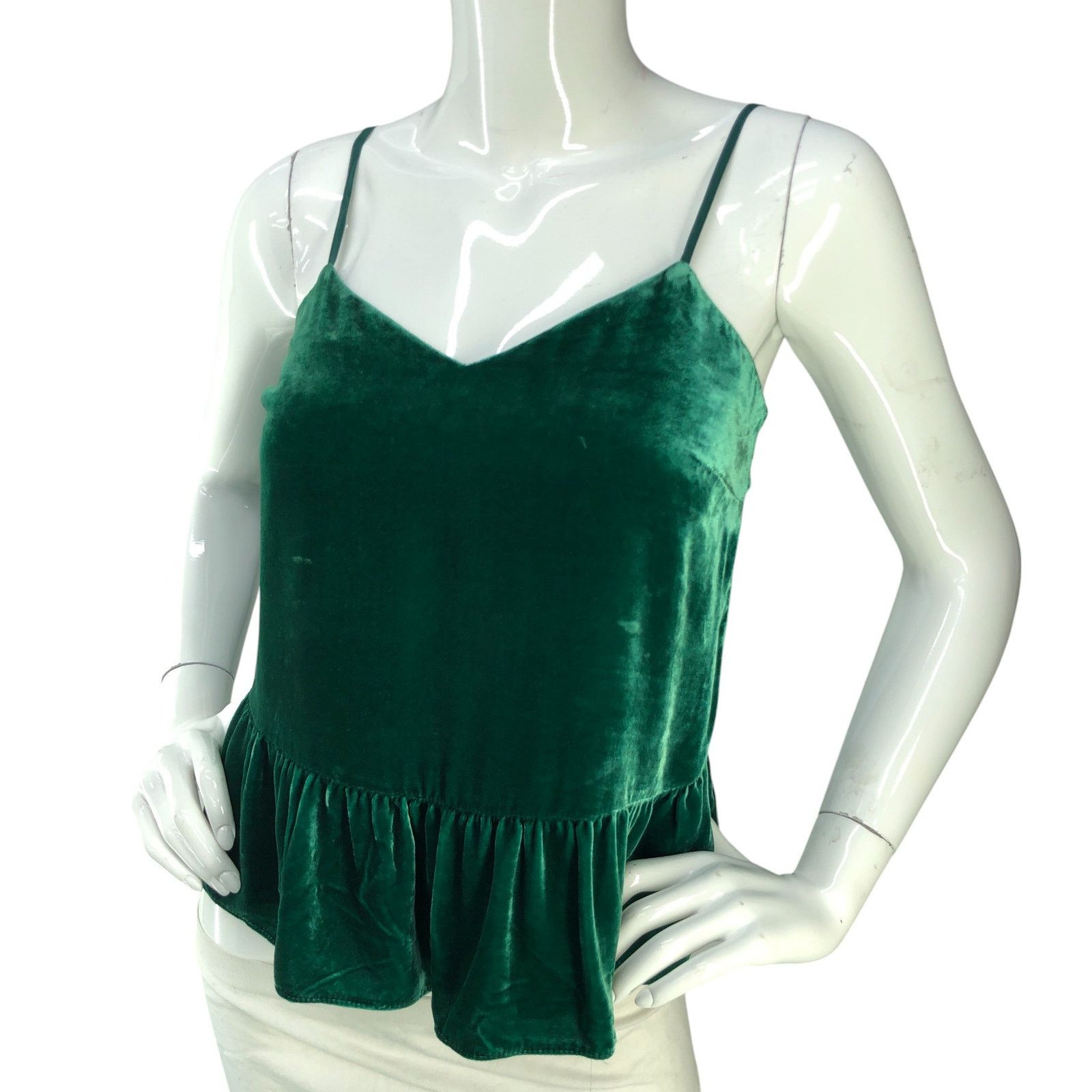 J.Crew J Crew Size 00P Top Velvet Peplum Cami Silk Blend Green Size XXS / US 00 / IT 34 - 1 Thumbnail