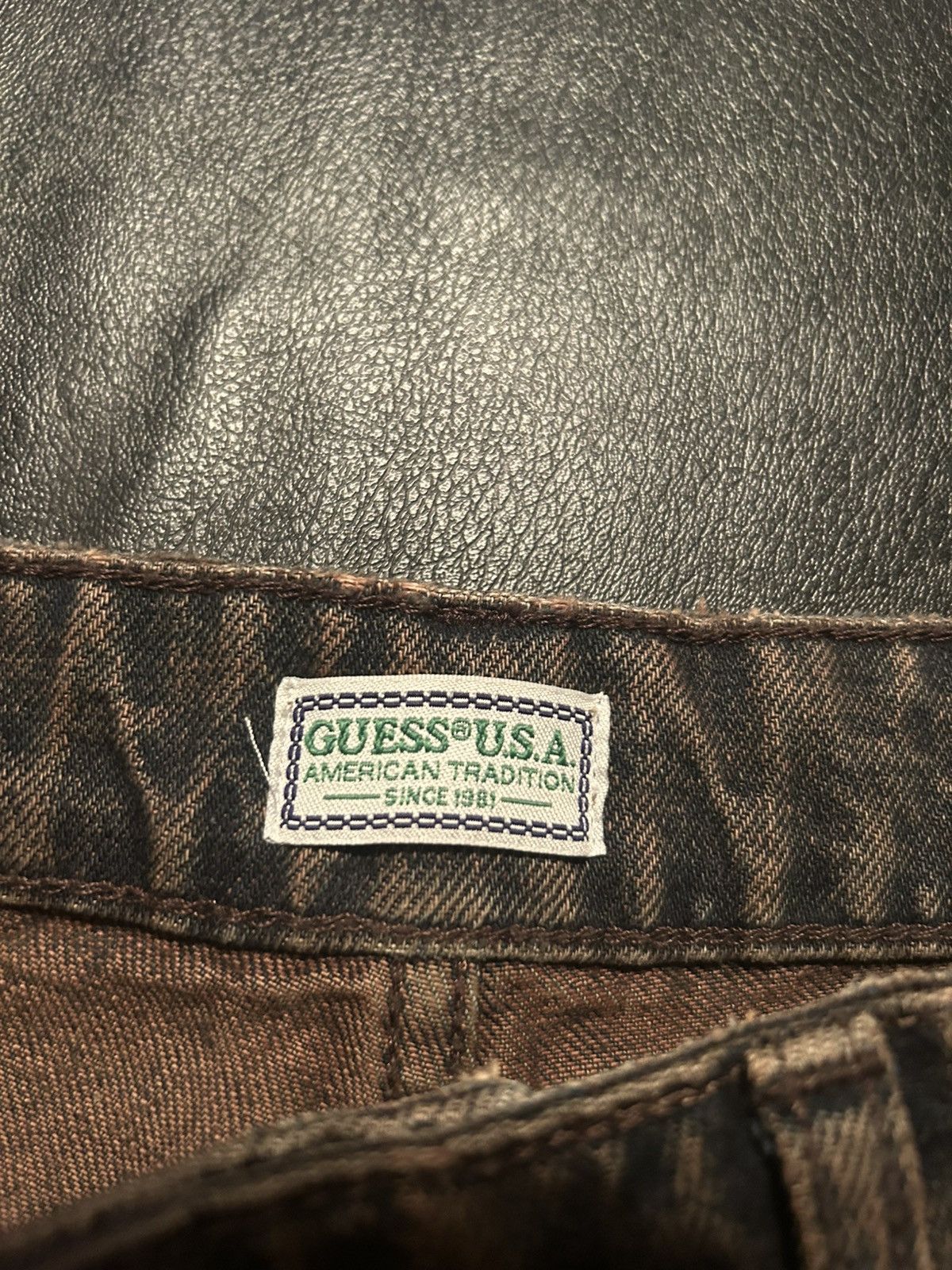 Guess 2022 Guess USA Nicolai Marciano Brown Tinted Flare Jeans Size US 31 - 4 Thumbnail