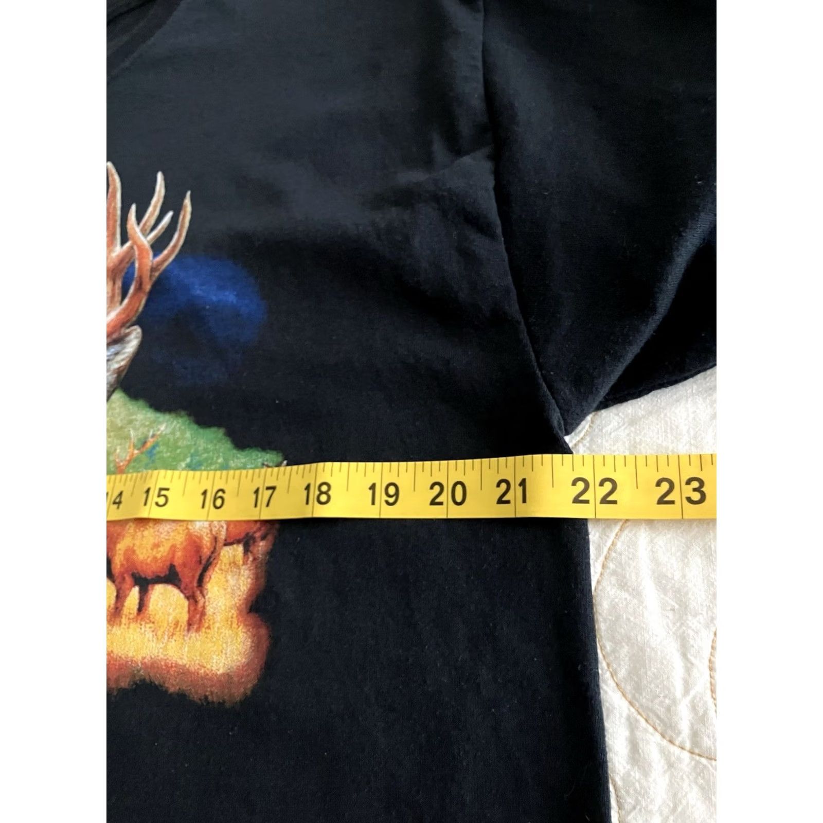 Jerzees VINTAGE JERZEES Heavyweight T-Shirt Adult XL Black Short Sleeve Fish Deer Graphic 90s Mens Size US 36 / EU 52 - 5 Thumbnail