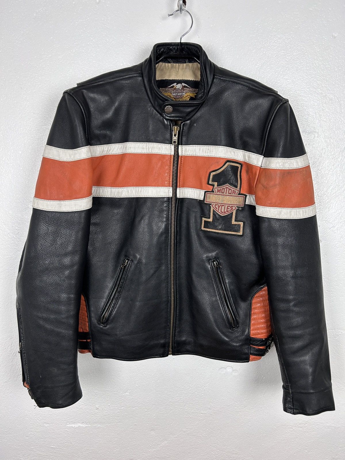 90s Vintage Harley Davison Motorcycles Racing Leather Jacket