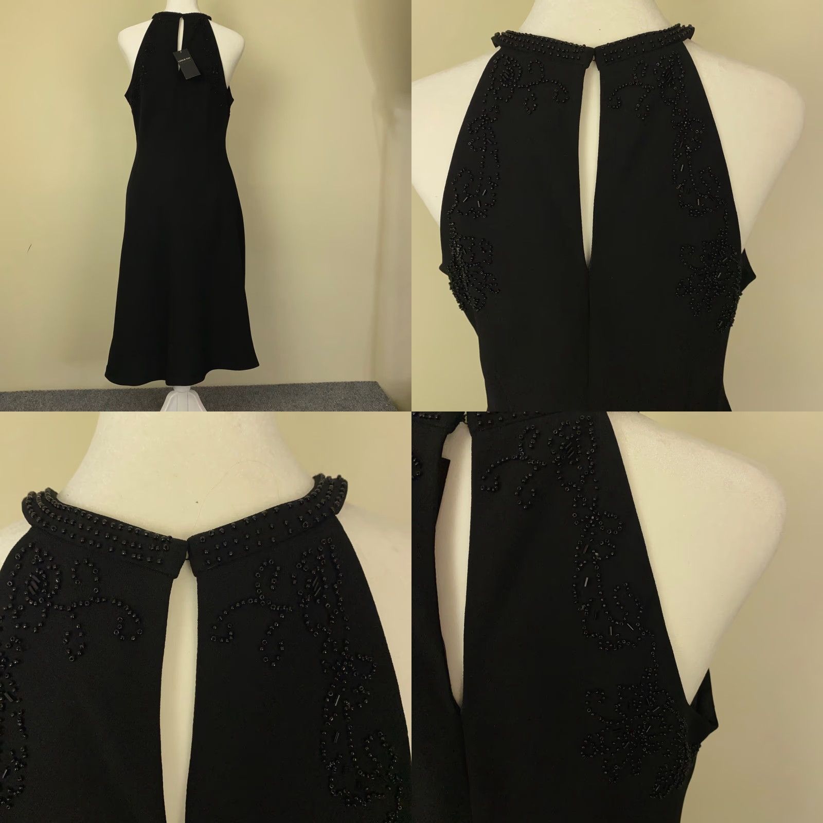 Vintage Leslie Fay Dress Womens Size 10 Black Sleeveless Beaded Fit Flare Above Knee Size L / US 10 / IT 46 - 8 Thumbnail