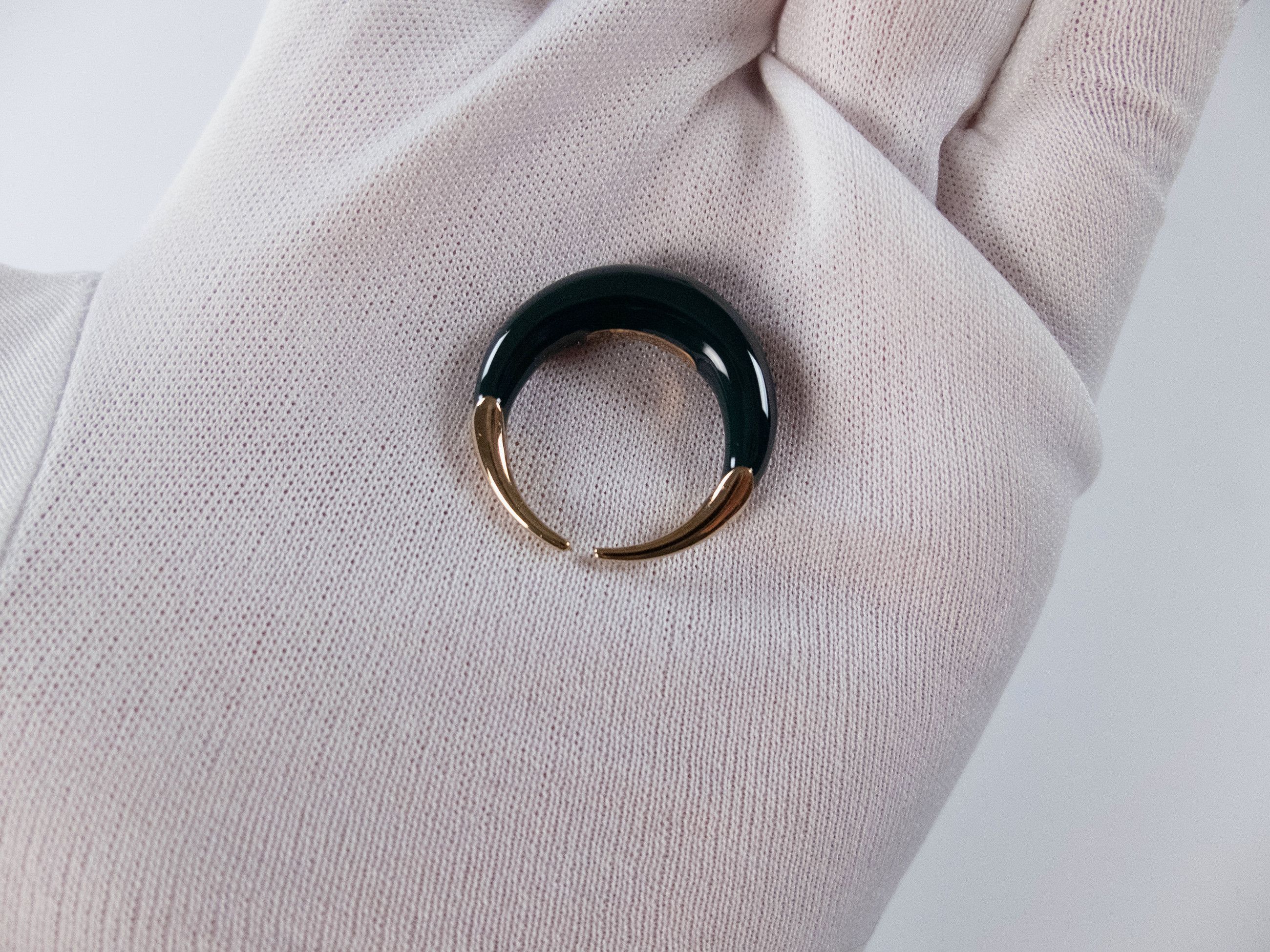 Bottega Veneta BOTTEGA VENETA Spine dark green sculptural silver ring 8 17 Size ONE SIZE - 8 Thumbnail