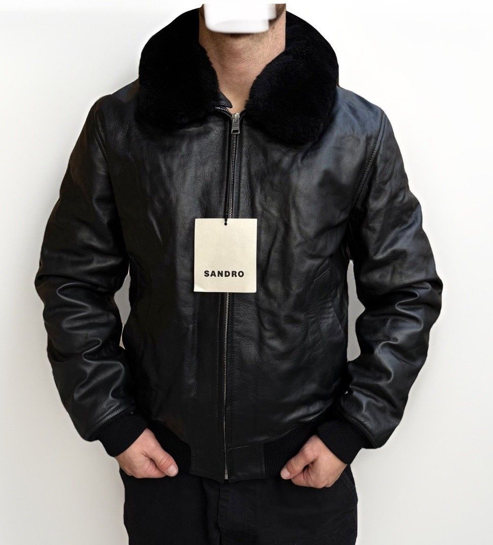 Sandro Sandro Heron Leather Bomber Aviator Flight Jacket Size US M / EU 48-50 / 2 - 1 Thumbnail