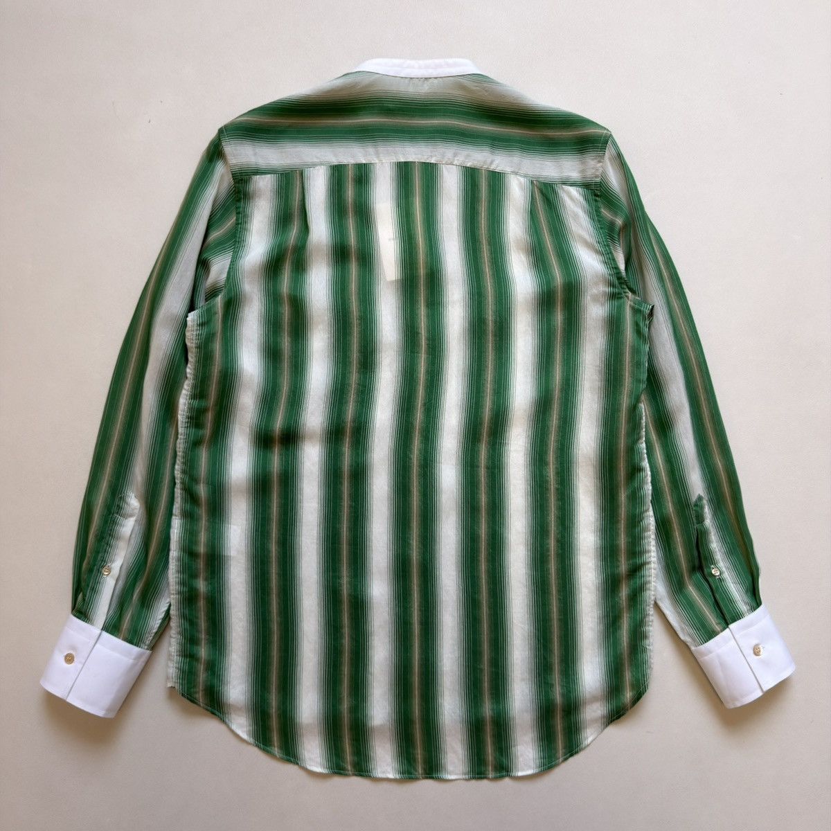 Wales Bonner ‘Cadence’ Green And Ivory Striped Shirt Size US M / EU 48-50 / 2 - 14 Thumbnail