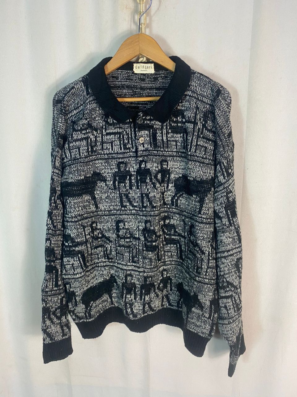Designer × Japanese Brand × Vintage Unisex 🔥La’fiori dessin fullprint knitwear sweatshirt Size US L / EU 52-54 / 3 - 5 Thumbnail