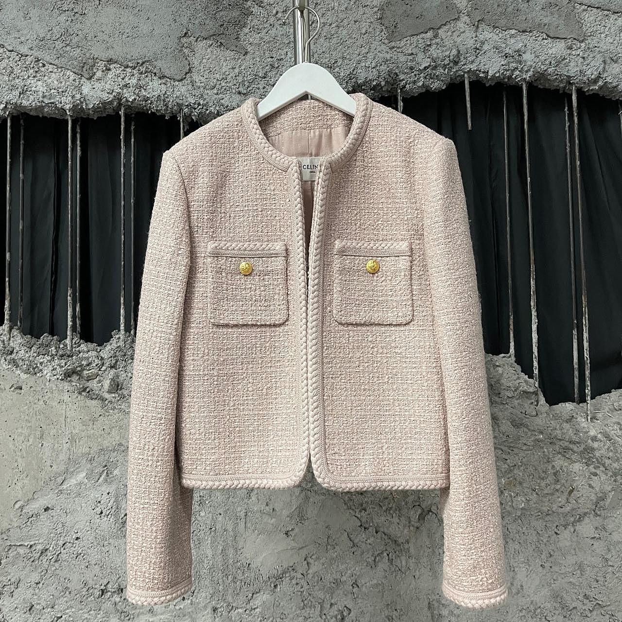 Celine CELINE Tweed Jacket Pink Size 38 Size S / US 4 / IT 40 - 1 Thumbnail