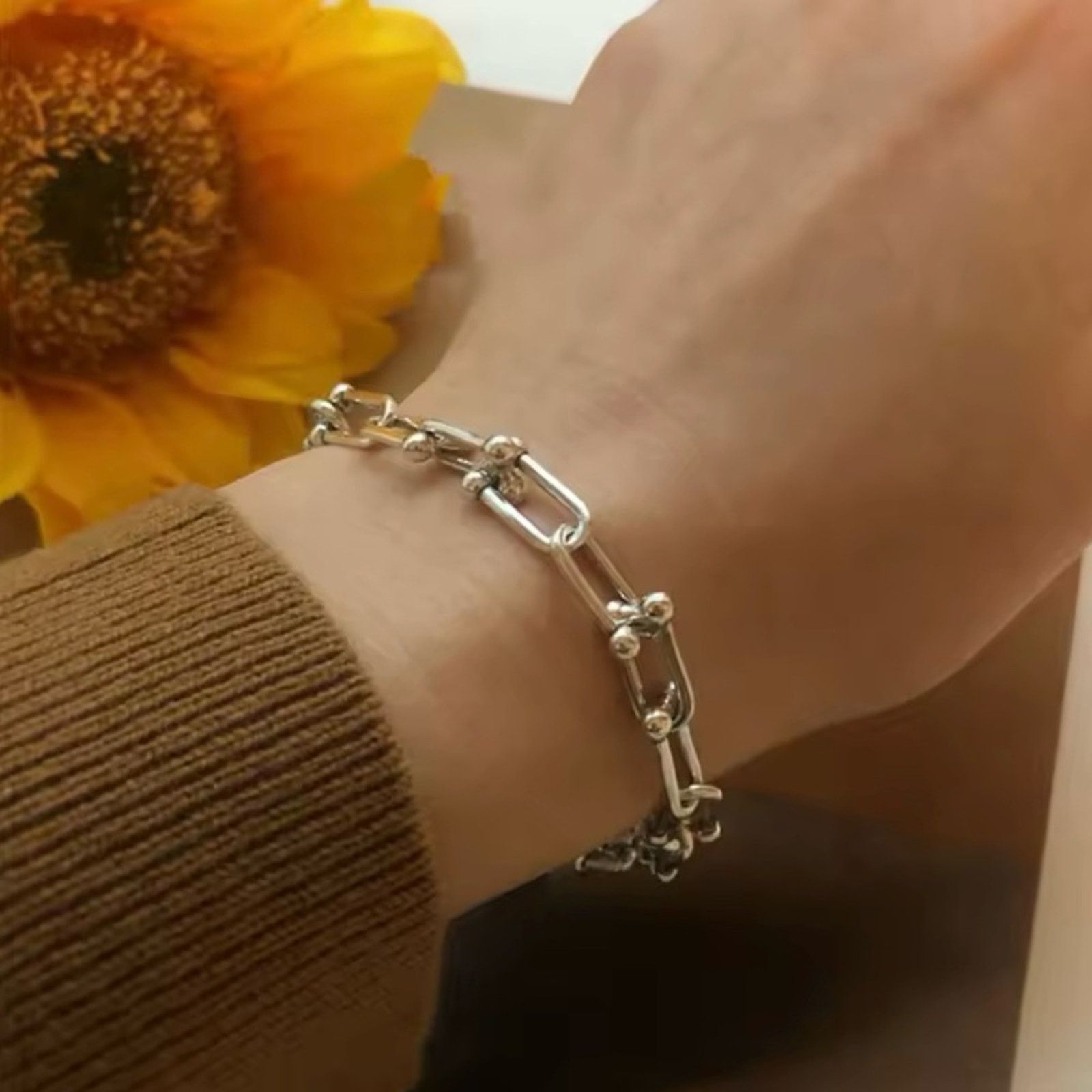 Other Thick U Chain Silver Bracelet Size ONE SIZE - 2 Thumbnail