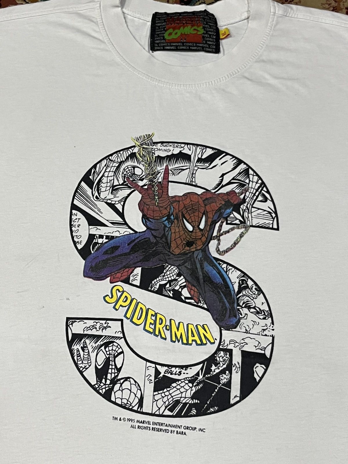 Marvel Comics Vintage 1995 Marvel Spiderman Comic Strip T-Shirt Size US XL / EU 56 / 4 - 3 Thumbnail