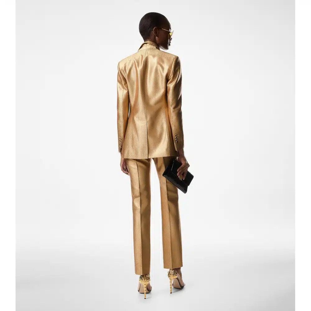 Tom Ford o1loc1c0525 PAW558 Lurex Wool Pant in Gold Size 24" / US 00 / IT 34 - 3 Thumbnail