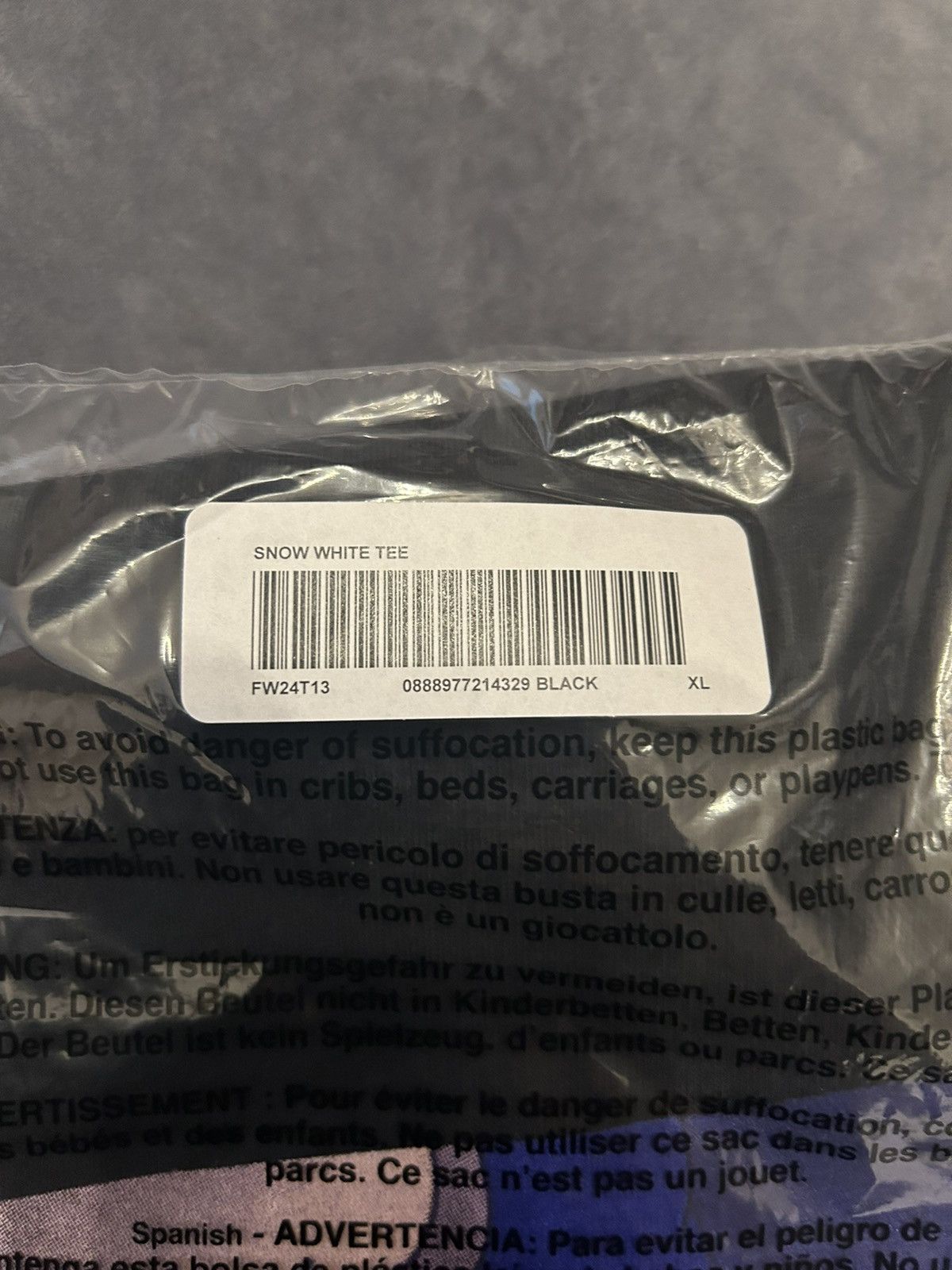 Supreme Supreme Snow White Tee Black XL FW24 Size US XL / EU 56 / 4 - 7 Thumbnail