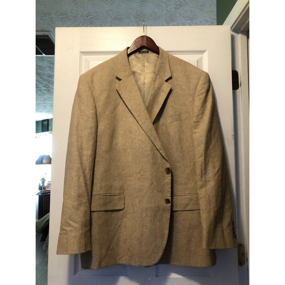 Stafford Stafford men's 55%linen 45%cotton sport coat blazer 52R Size 52R - 1 Thumbnail