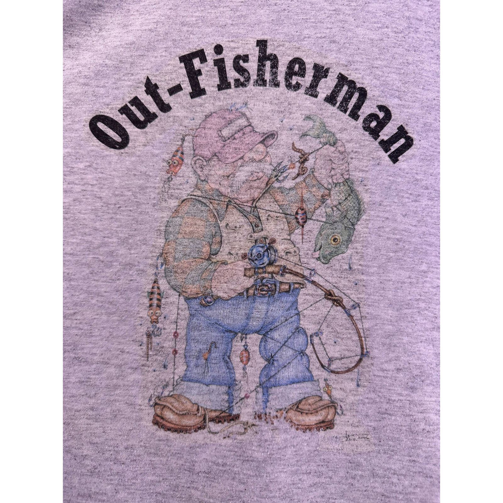 Gildan Out Fisherman Big Print Gray Tshirt Gildan Size XL Size US XL / EU 56 / 4 - 9 Thumbnail
