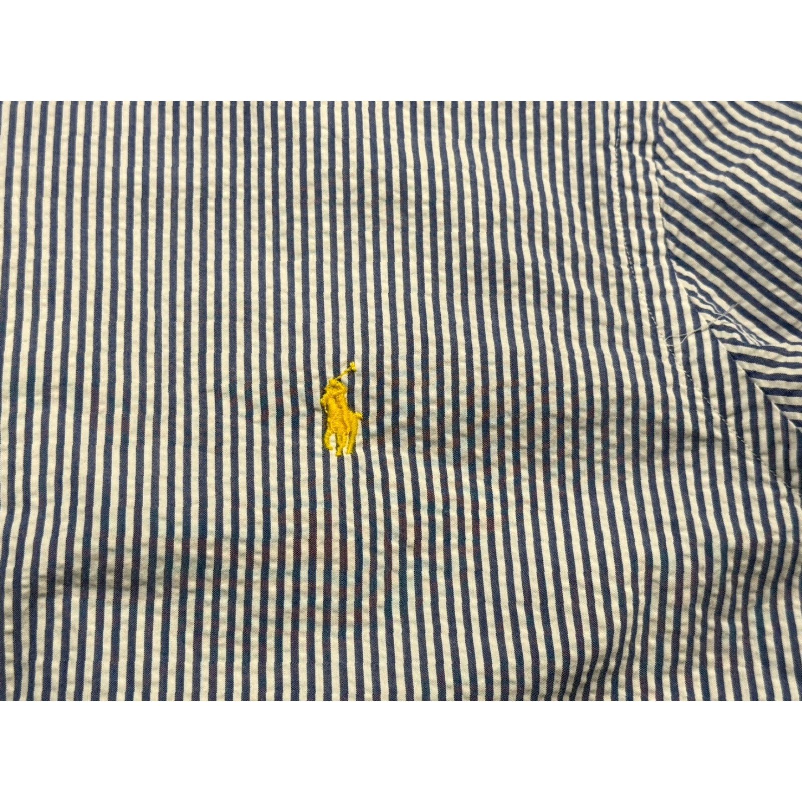 Ralph Lauren Ralph Lauren Untucked Fit Shirt Mens Large Blue Striped Seersucker Short Sleeve Size US L / EU 52-54 / 3 - 5 Thumbnail