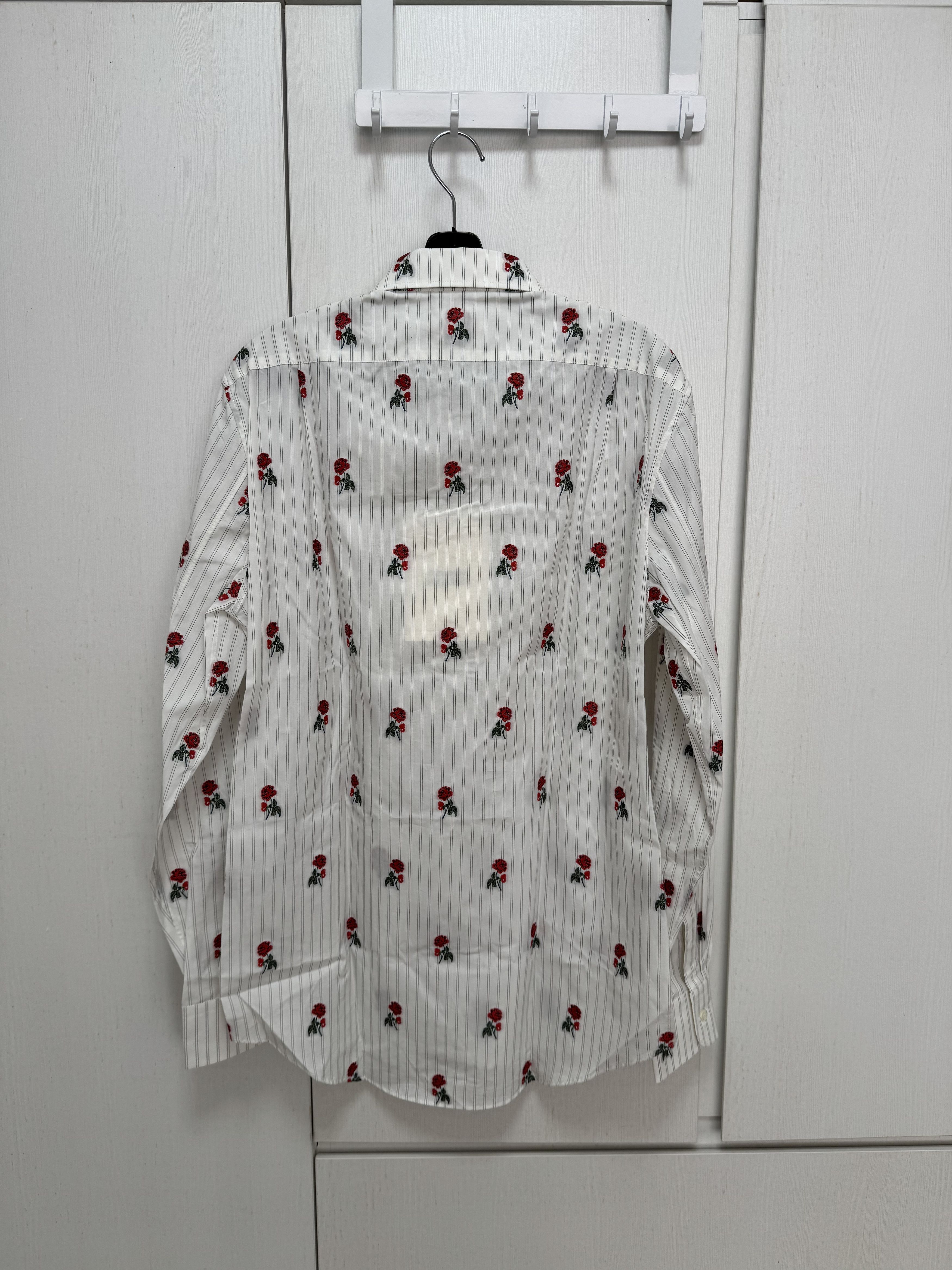 Alexander McQueen Floral Rose Embroidery Stripe Dress Shirt Size US M / EU 48-50 / 2 - 2 Thumbnail