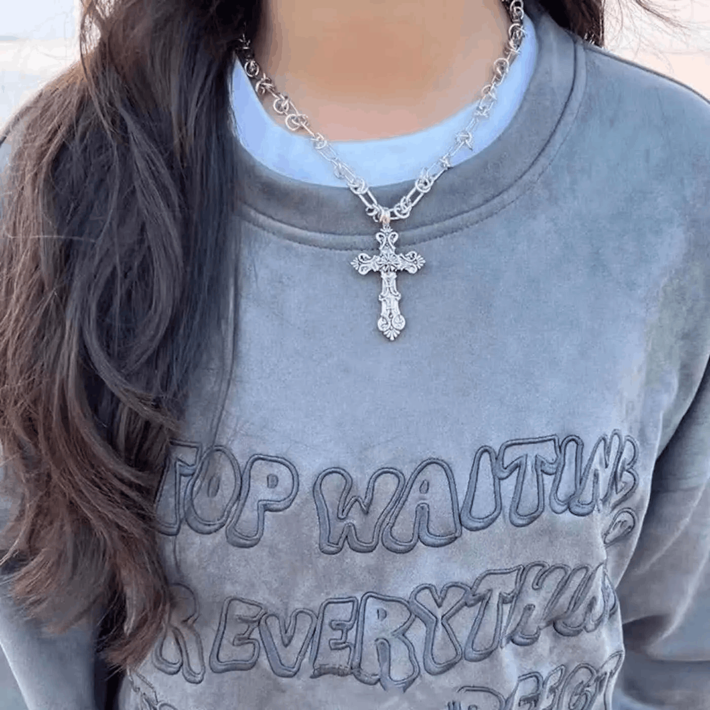 Jewelry Unique Carved Cross Pendant Necklace Size ONE SIZE - 5 Thumbnail