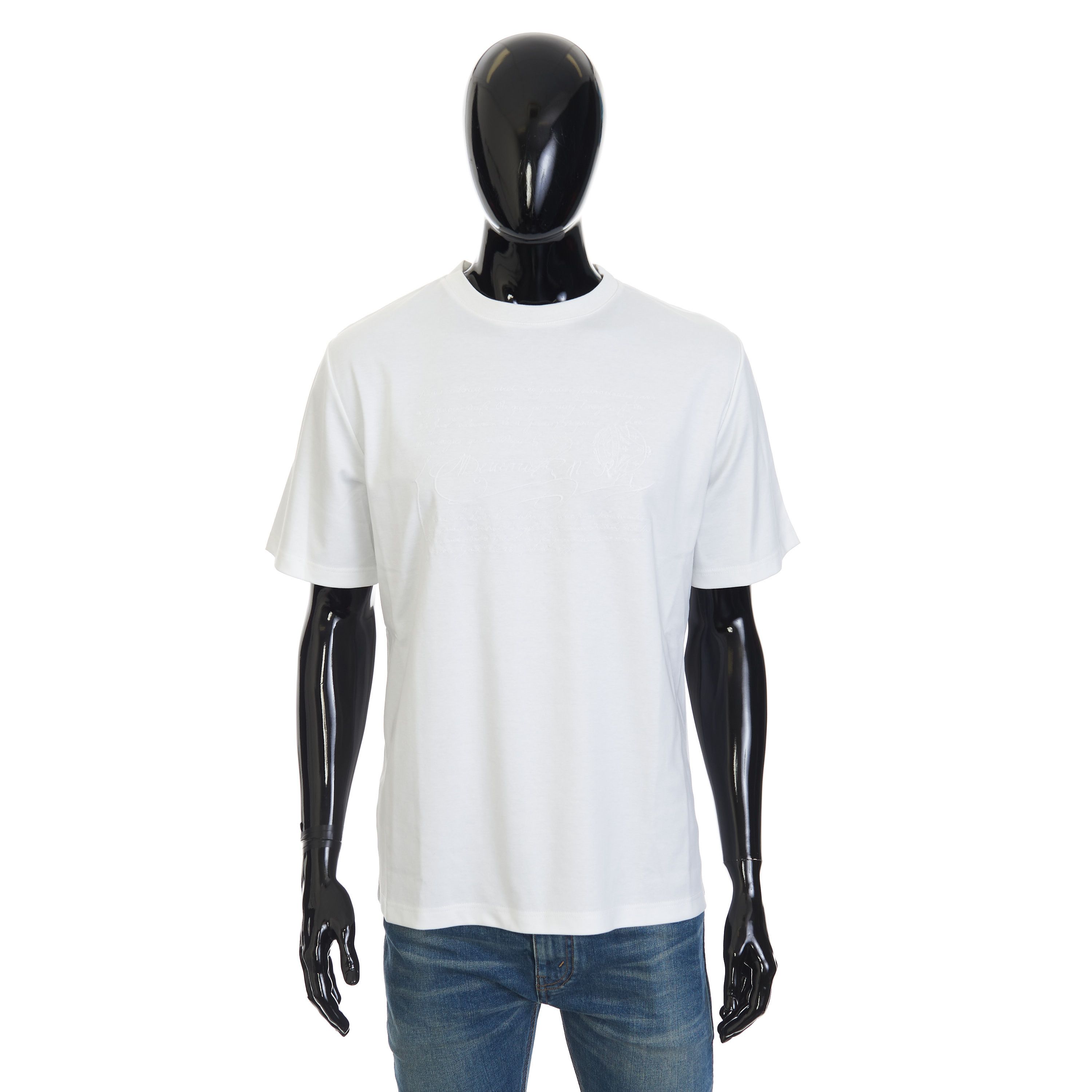 Berluti Embroidered Scritto T-shirt In White Cotton Size US S / EU 44-46 / 1 - 1 Thumbnail