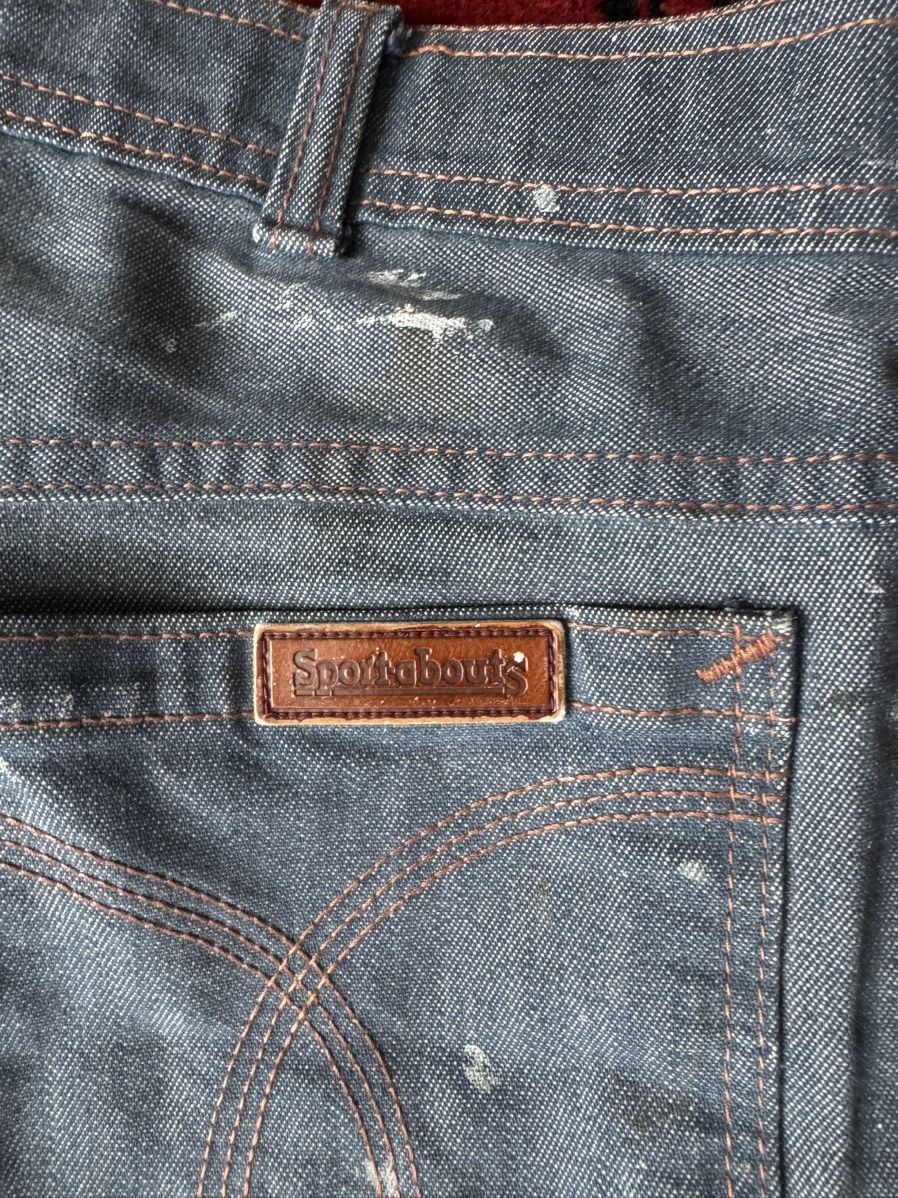 Vintage Distressed blue denim carpenter jeans with paint splatters Size US 34 / EU 50 - 4 Thumbnail