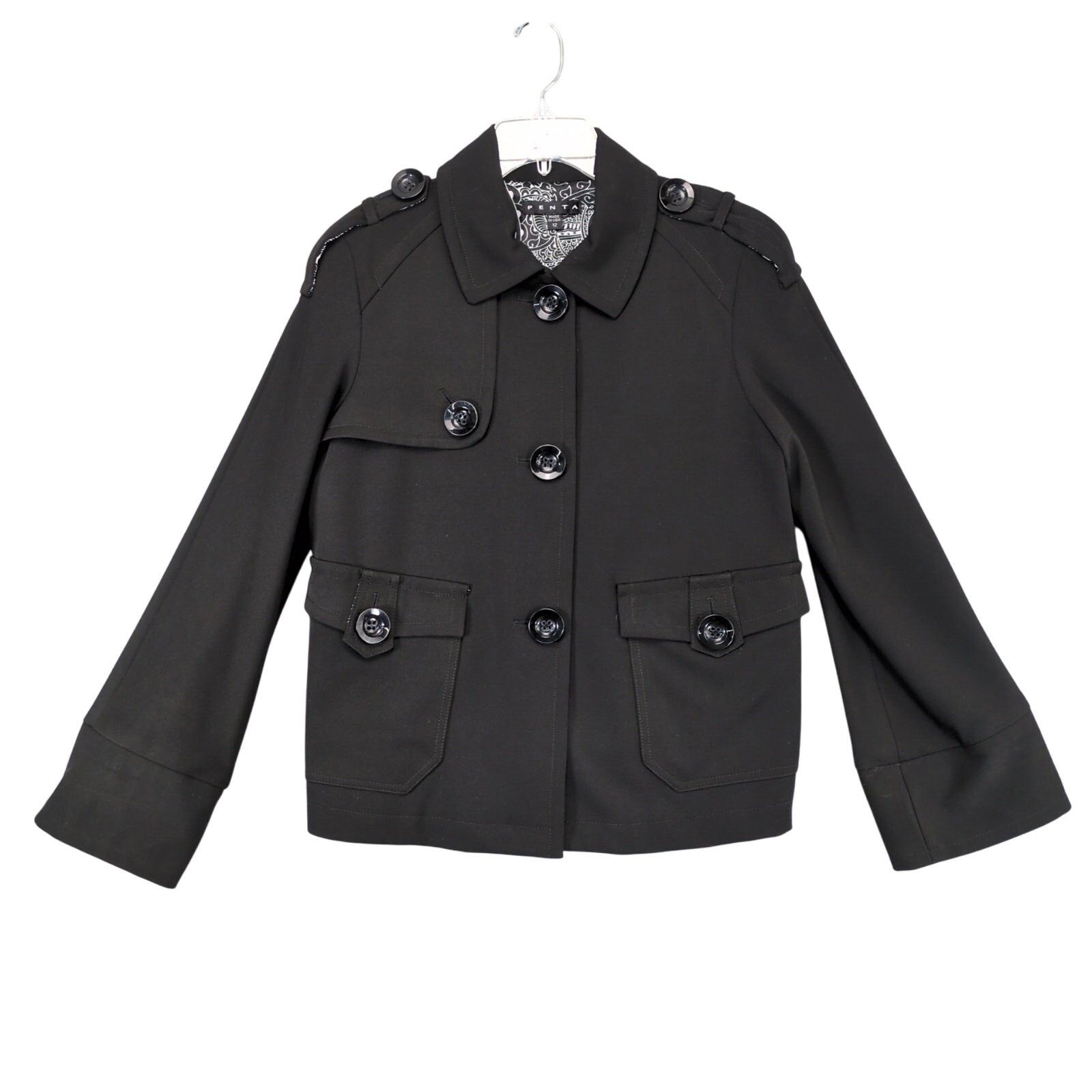 Other Penta Women's 12 Black Peacoat Jacket, Big Buttons Made USA Size XL / US 12-14 / IT 48-50 - 1 Thumbnail