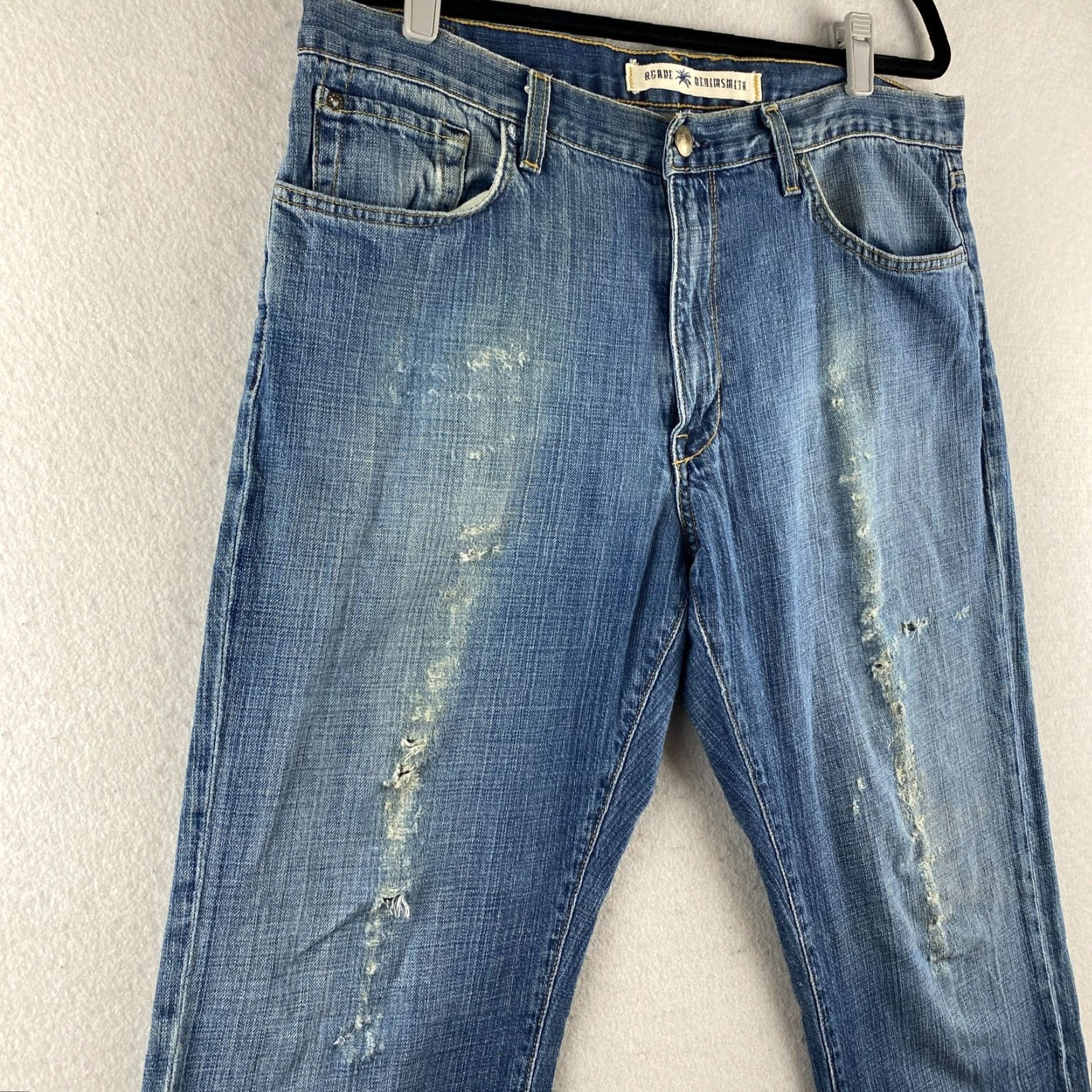 Denime VINTAGE Agave Jeans Mens 36 Blue Relaxed Straight Distressed Denim Dark Size US 36 / EU 52 - 4 Thumbnail