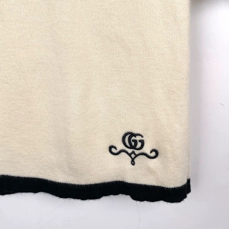 Gucci Gucci Double G embroidered striped trim beige wool short-sl Size US XS / EU 42 / 0 - 4 Thumbnail