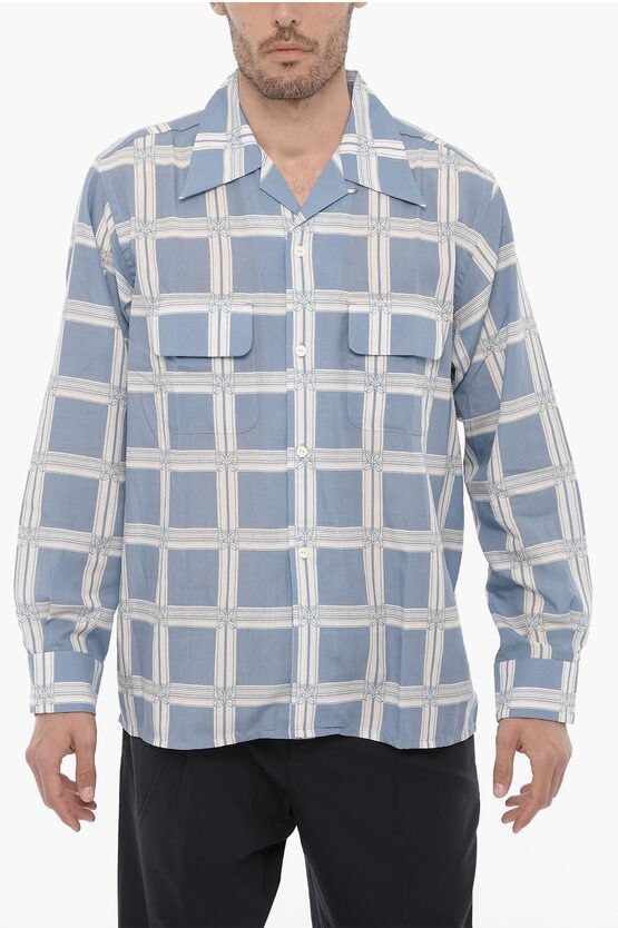 Image of Needles Og1Mm0524 Checked Shirt In Blue, Men's (Size Small)