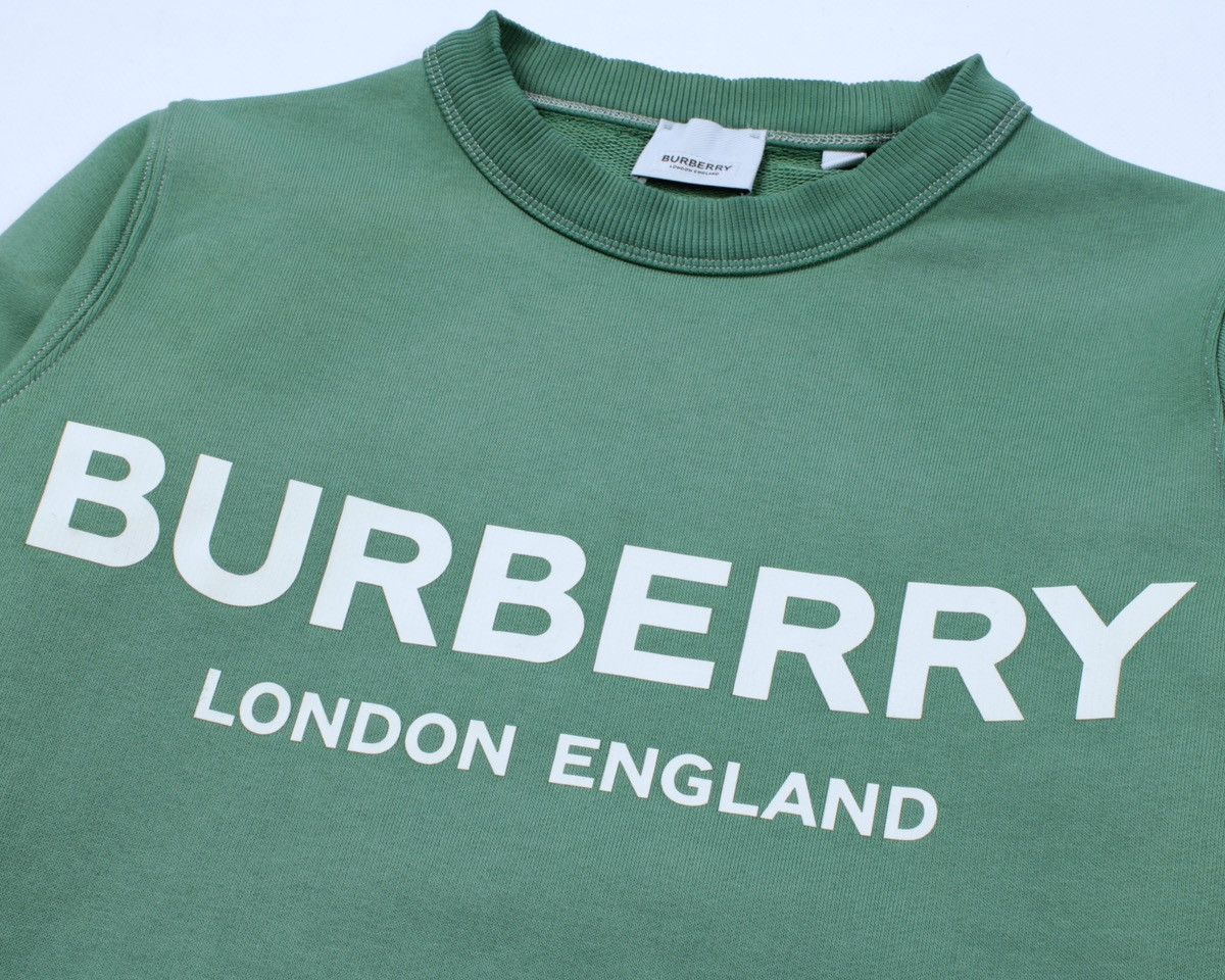 Burberry × Designer BURBERRY London England Big Logo Green Cotton Sweatshirt Size US XS / EU 42 / 0 - 2 Thumbnail