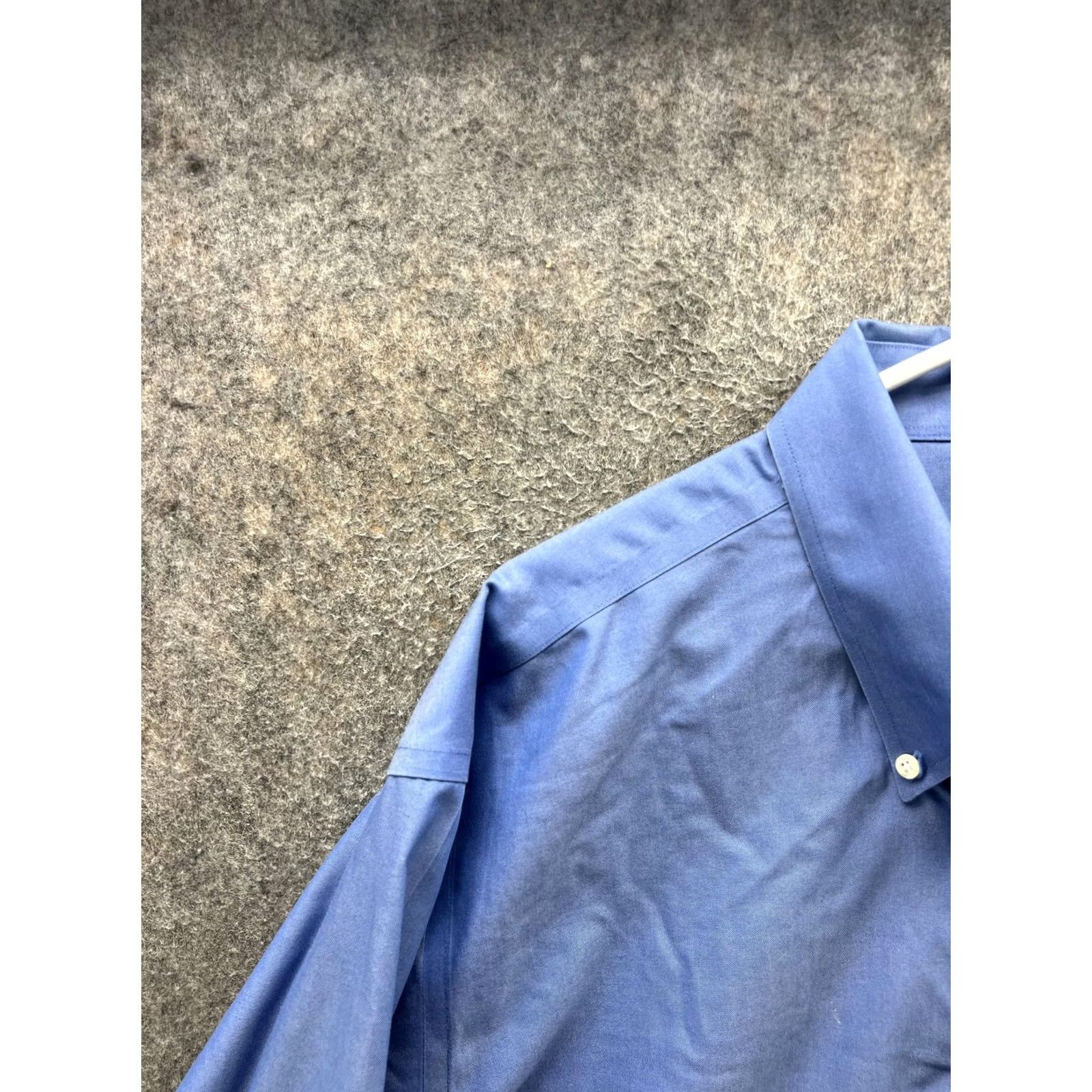Brooks Brothers Brooks Brothers Dress Shirt Mens 17.5 Solid Blue Regular Fit Non-Iron 100% Cotton Button-Down Collar 34/35 Sleeve Size 48R - 7 Thumbnail