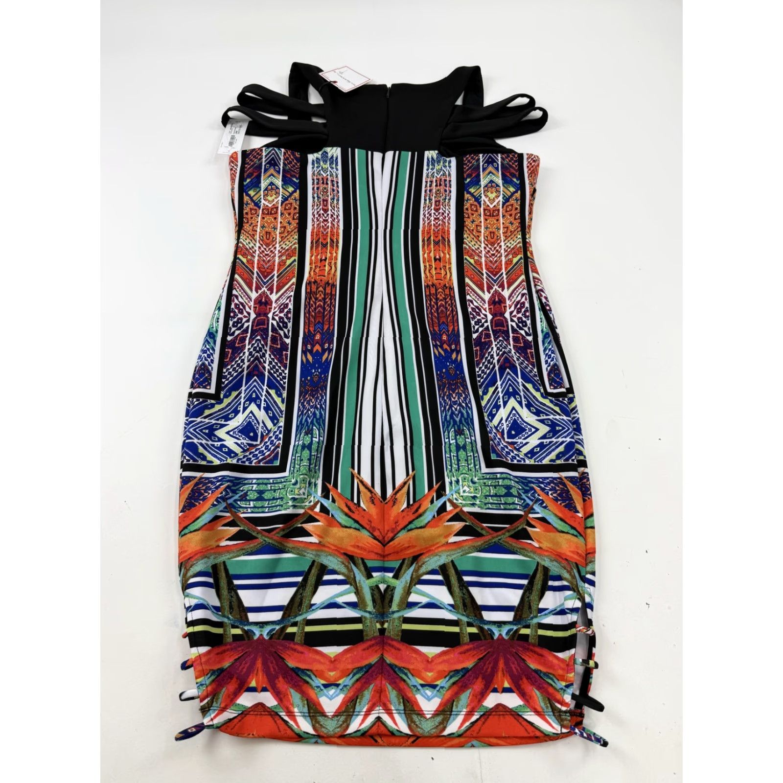 Vintage Bisou Bisou Dress Womens Large Tropical Geometric Bodycon Knee Length Dress Size L / US 10 / IT 46 - 6 Thumbnail
