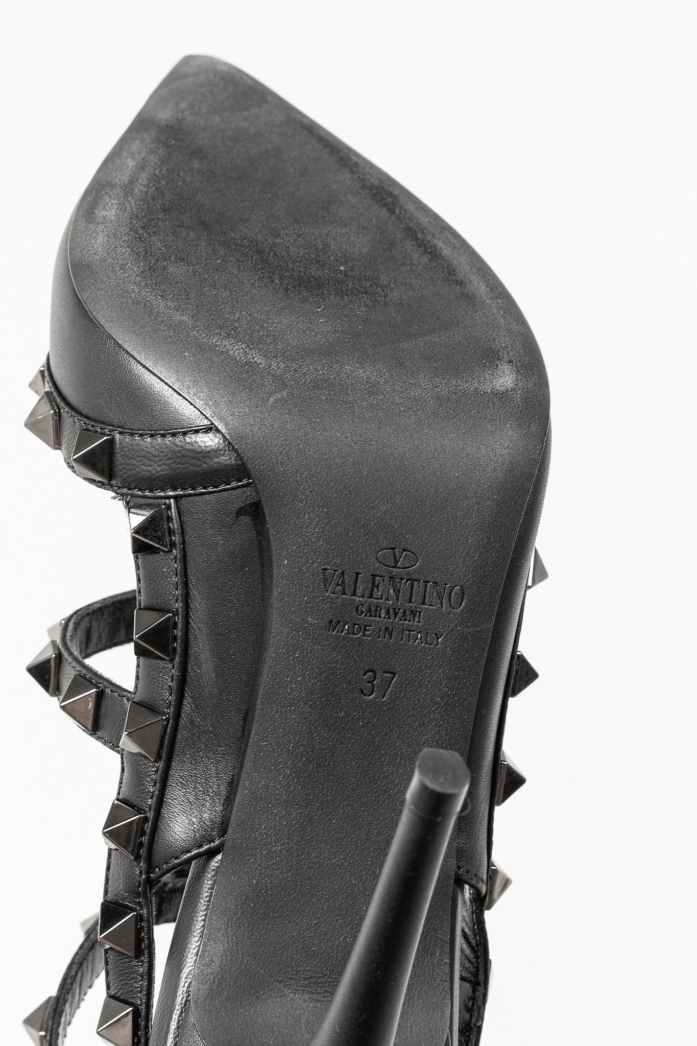Valentino Valentino Garavani Rockstud Noir Leather Ankle Strap Pumps Size US 6.5 / IT 36.5 - 5 Thumbnail