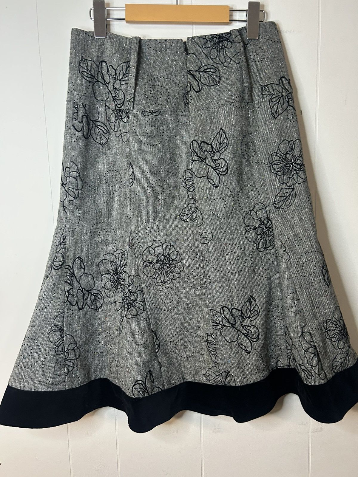 Other Ali Miles Sz 4 Gray Skirt Black Floral Pattern Fit And Flare Size 27" / US 4 / IT 40 - 4 Thumbnail