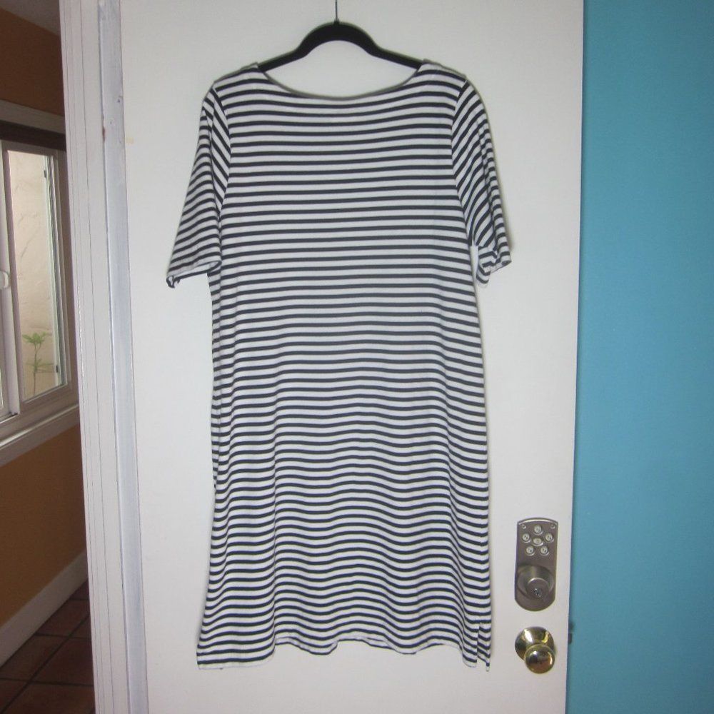 Alex Mill J Jill 100% Cotton Black White Striped Dress Womens Size L P Size L / US 10 / IT 46 - 11 Thumbnail