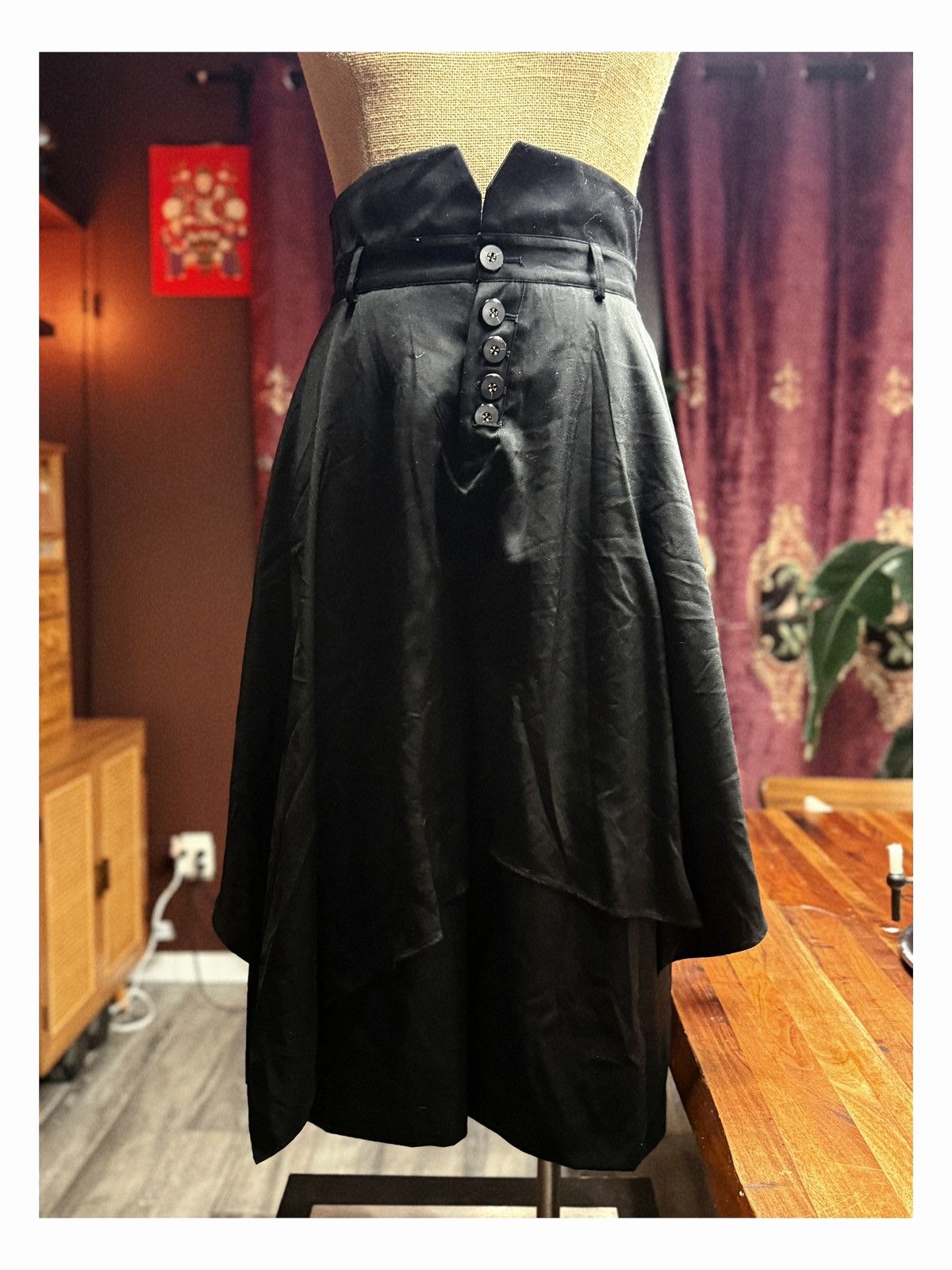 Other Layered Black Skirt-Shorts with High Waist & Button Front Size US 29 - 2 Thumbnail