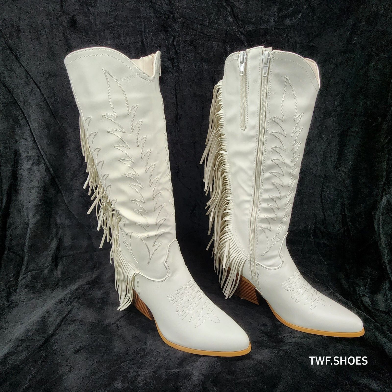 Other Dusty Roads Bright White Back Fringe Country Western Cowgirl Size US 10 / IT 40 - 7 Thumbnail