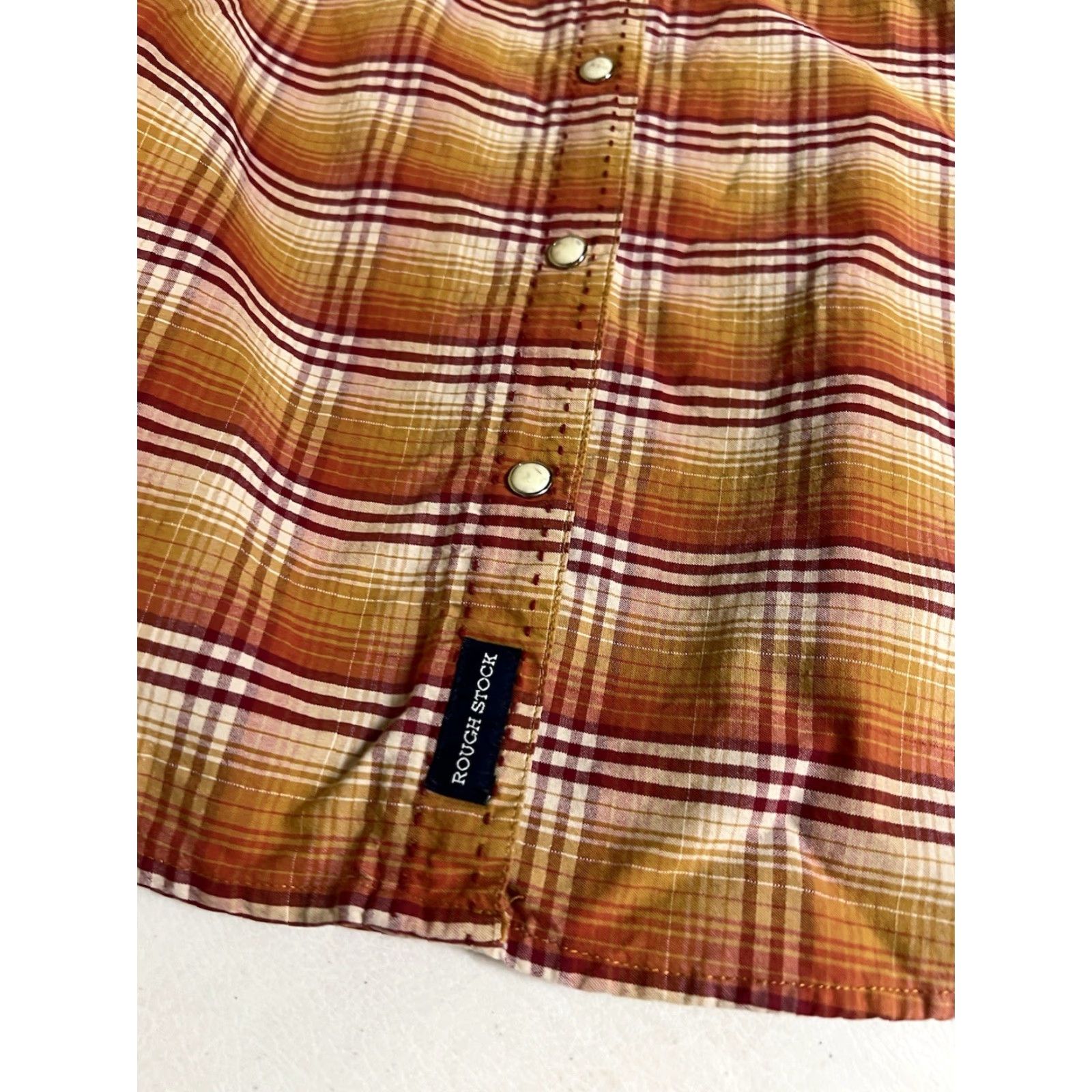 Vintage Rough Stock WOMEN'S Western Snap Shirt M Orange Slim Plaid Long Sleeve Button-Up with Pockets Vintage: No Size M / US 6-8 / IT 42-44 - 6 Thumbnail