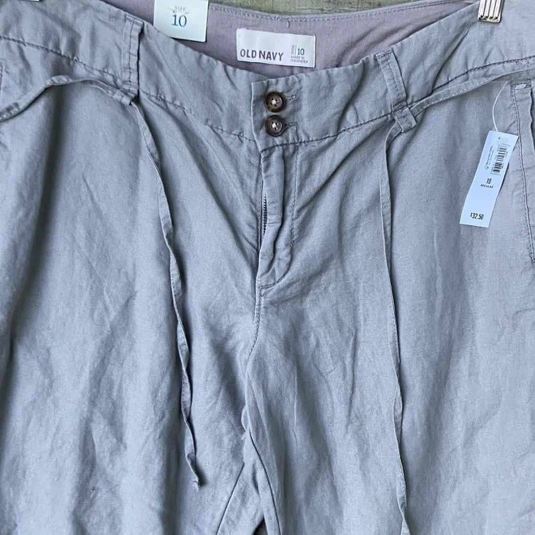 Old Navy NWT New Old Navy Womens Size 10 Mid-Rise Flax Cotton Pants Size 32" / US 10 / IT 46 - 2 Thumbnail