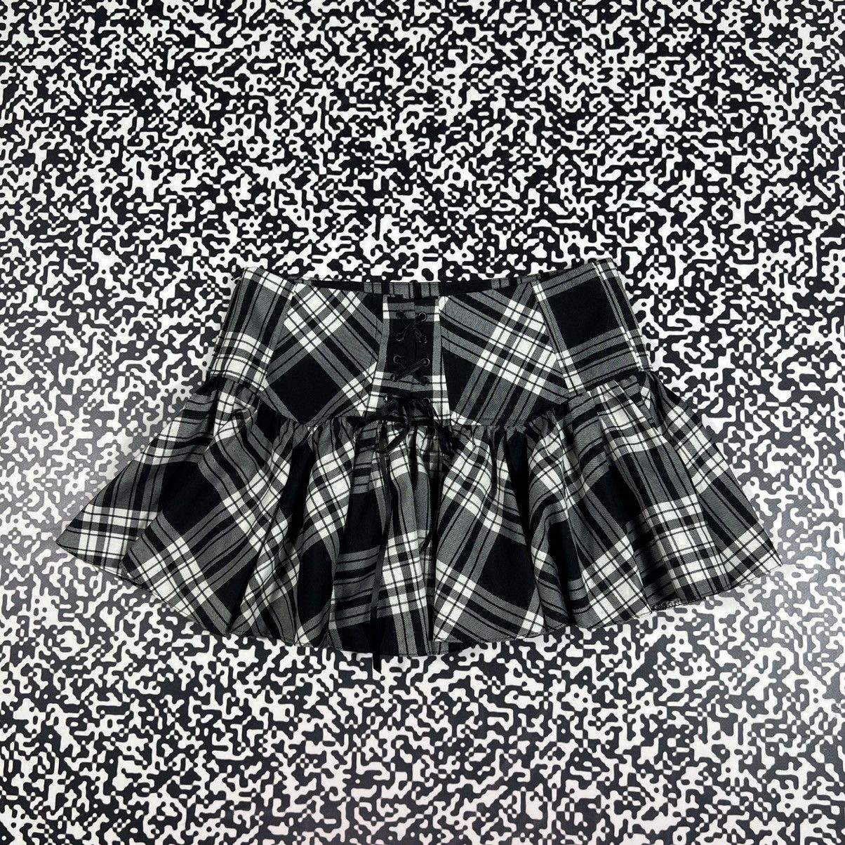 Japanese Brand Vintage Y2K Flared Sexy Checked Retro 90s Style Mini Skirt Size 27" / US 4 / IT 40 - 10 Thumbnail