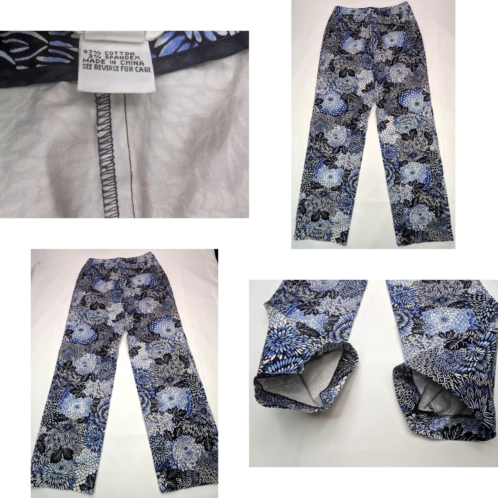 Talbots Talbots Women's Pants Capri Stretch Floral Print Blue 2 (26x29) Regular Inseam 26" Waist 29" Vintage: No Size 26" / US 2 / IT 38 - 8 Thumbnail
