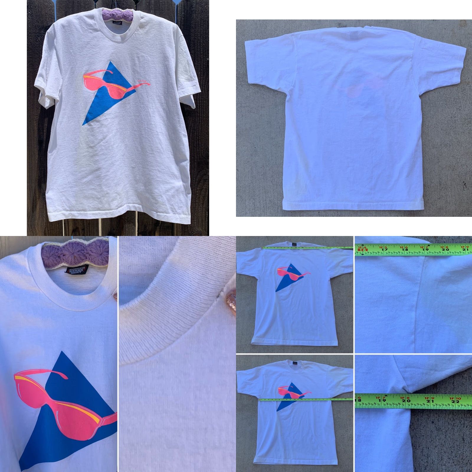 Vintage VINTAGE Lake Tahoe T-Shirt Neon Sunglasses Graphics Single Stitch 1980s 90s XL Size US XL / EU 56 / 4 - 8 Thumbnail