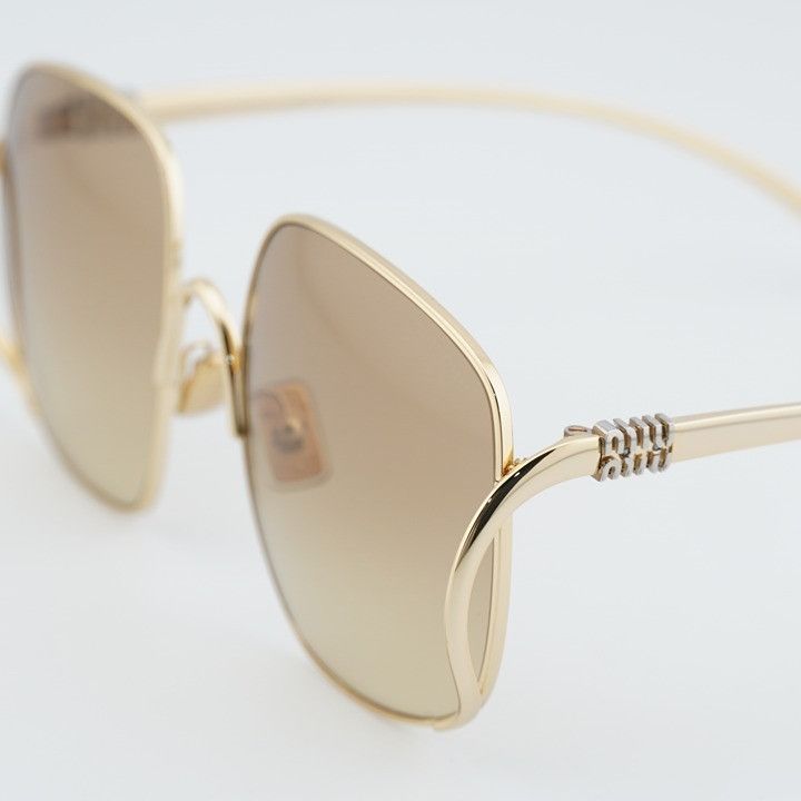 Miu Miu Miu Miu MUA57S 5AK20S Sunglasses Gold Square Frame, Brown Size ONE SIZE - 9 Thumbnail
