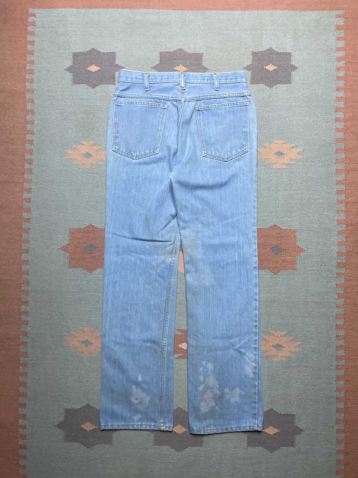 Vintage 70s denim blue jeans bootcut flare faded wash hippie 31x33 Size US 31 - 6 Thumbnail