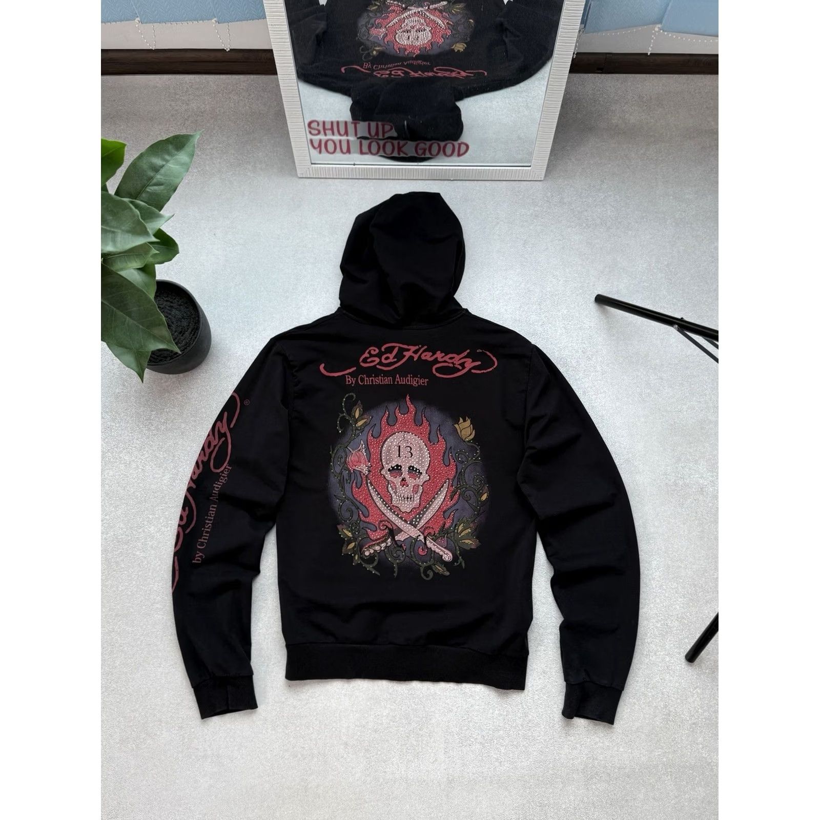 Ed Hardy Ed Hardy Scull Hoodie Full Zip Vintage Men’s M Black Size US M / EU 48-50 / 2 - 2 Thumbnail