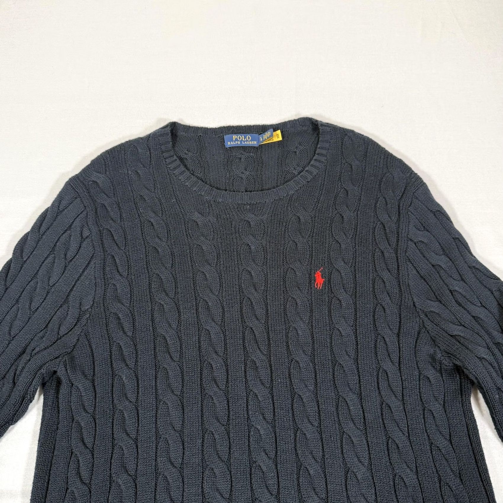 Polo Ralph Lauren Polo Ralph Lauren Sweater Mens L Blue Cable Knit Crew Neck Pullover Cotton Knit Size US L / EU 52-54 / 3 - 2 Thumbnail