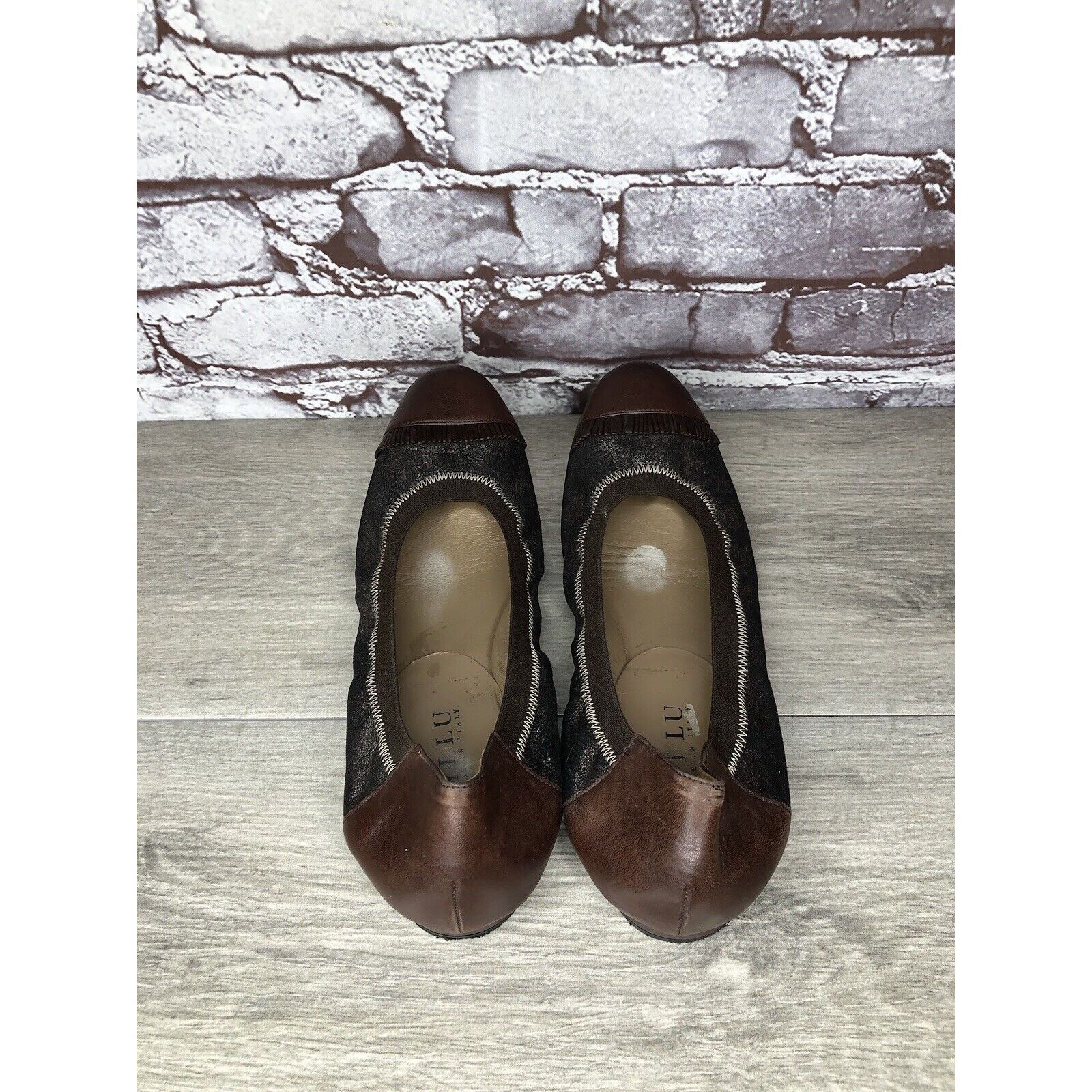 Other Anyi Lu Cate Brown Metallic Flecked Suede Leather Cap Toe Ba Size US 10 / IT 40 - 5 Thumbnail