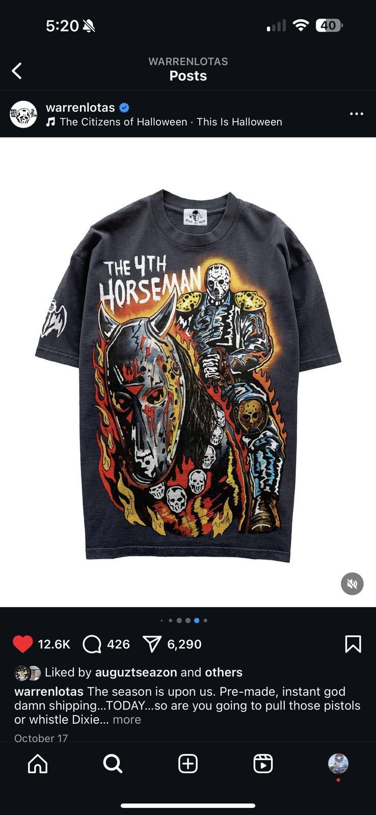 Warren Lotas Warren Lotas Halloween Tee 2024 XL Size US XL / EU 56 / 4 - 1 Thumbnail