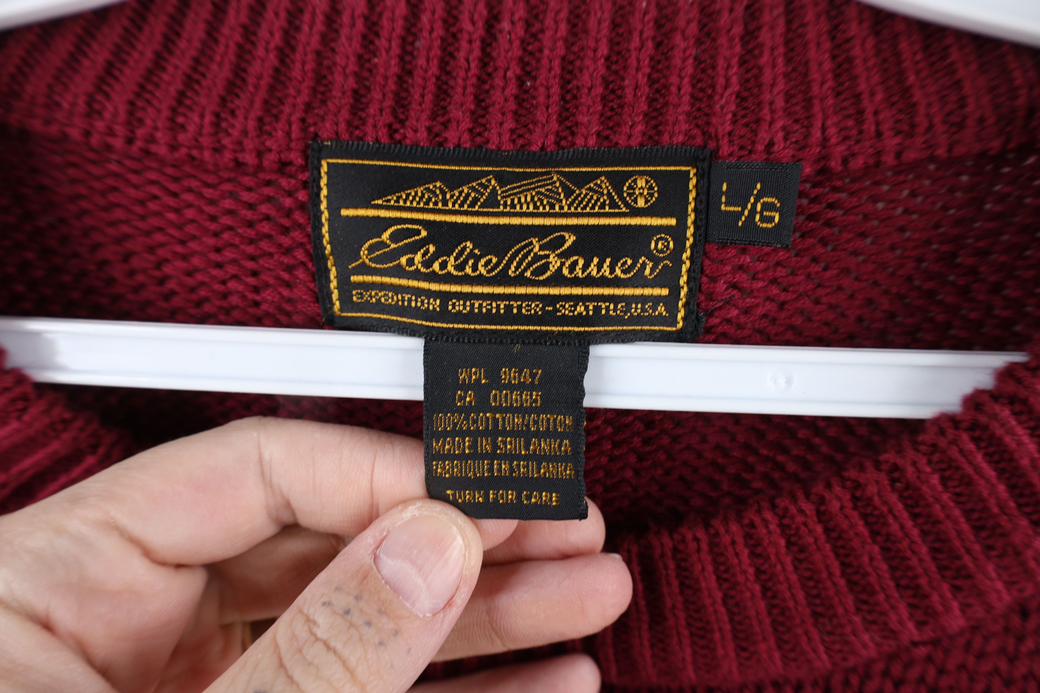 Eddie Bauer × Vintage Vintage 90s Eddie Bauer Blank Cotton Knit Crewneck Sweater Size US L / EU 52-54 / 3 - 4 Thumbnail
