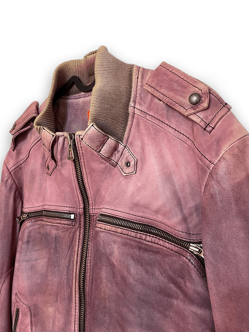 Hugo Boss HUGO BOSS Leather Pink Wash Biker Size US M / EU 48-50 / 2 - 2 Thumbnail