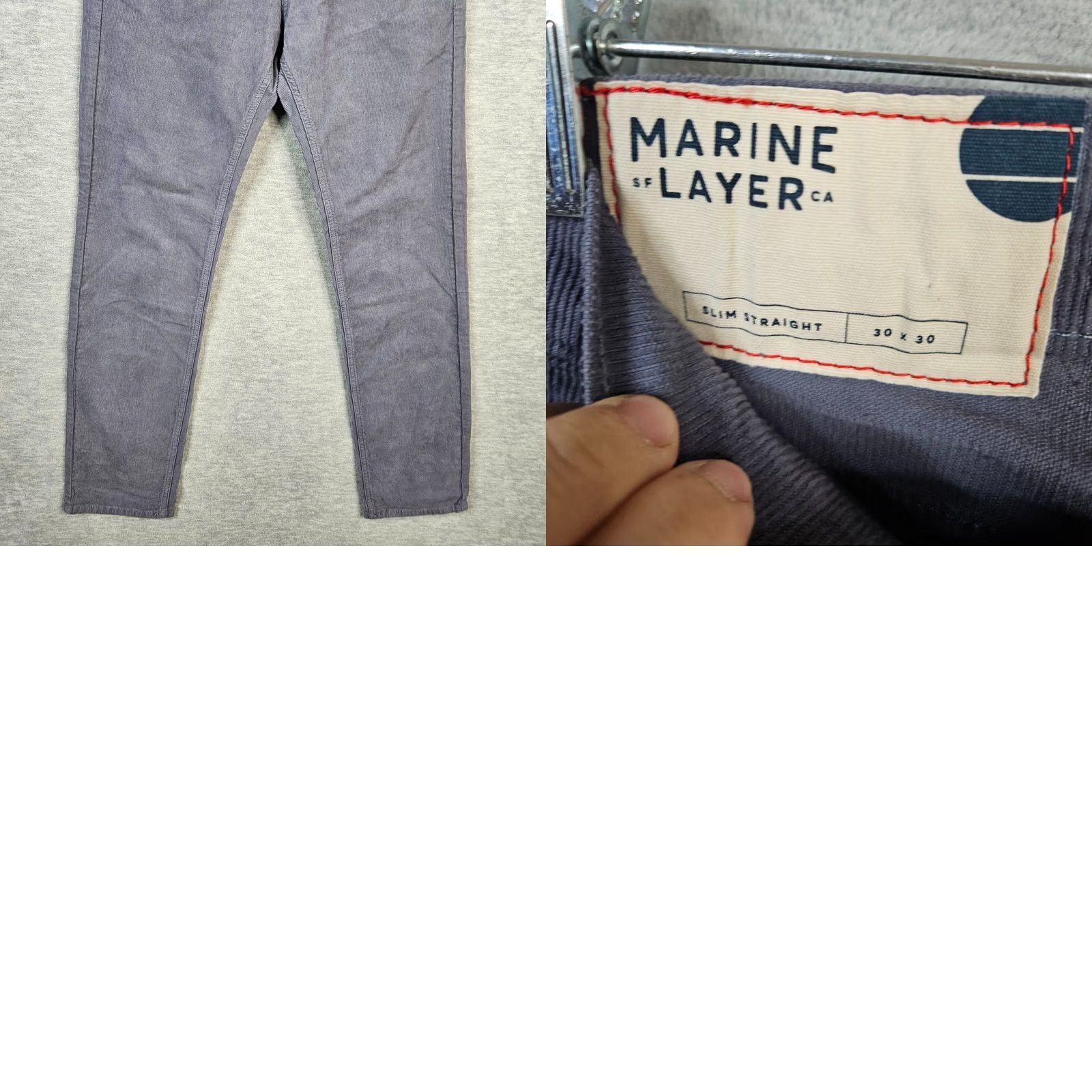 Vintage Blue Men's Slim Straight Corduroy Pant Casual 30X29 Gray Size US 30 / EU 46 - 8 Thumbnail